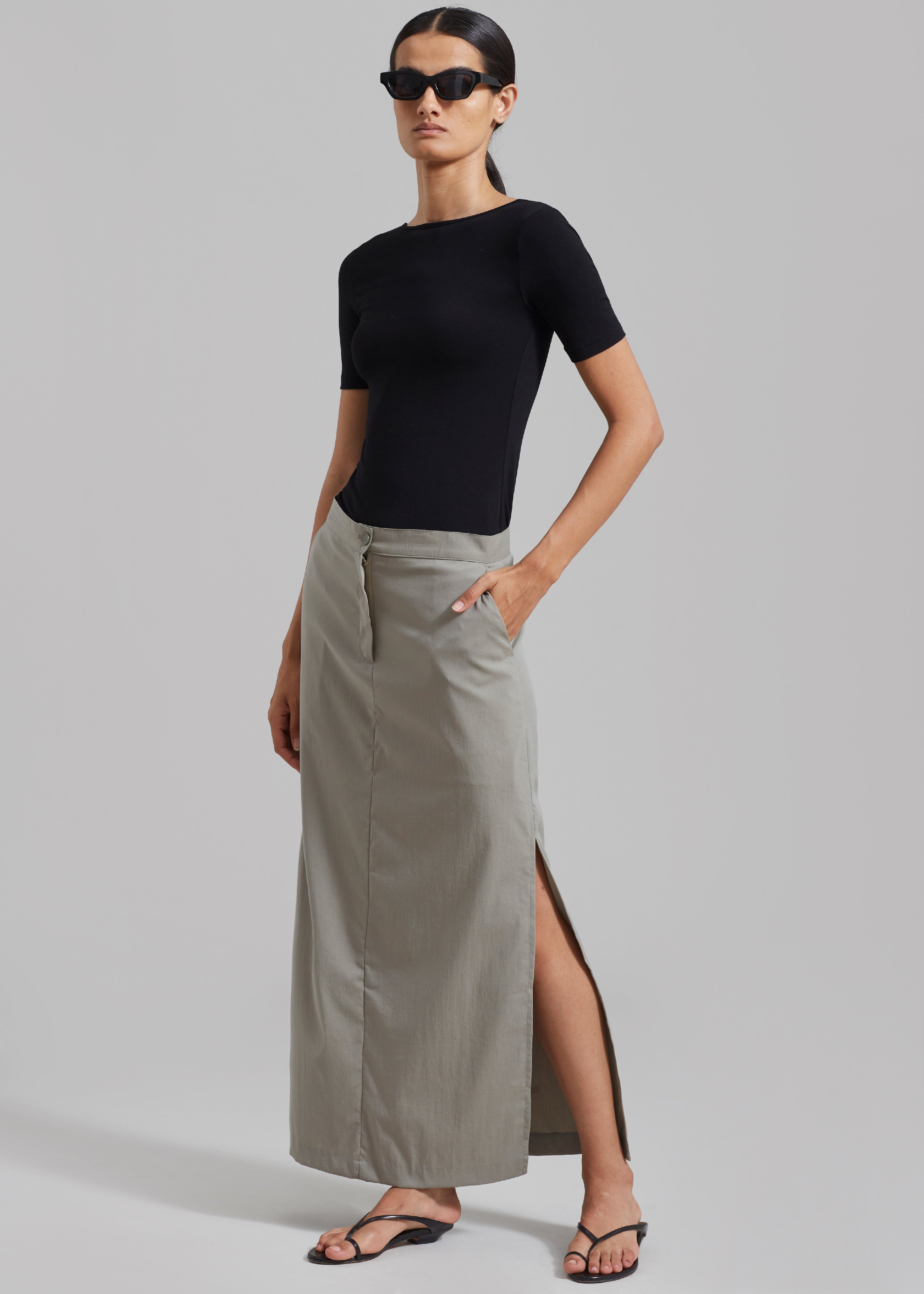 Irene Maxi Skirt - Slate Green - 1