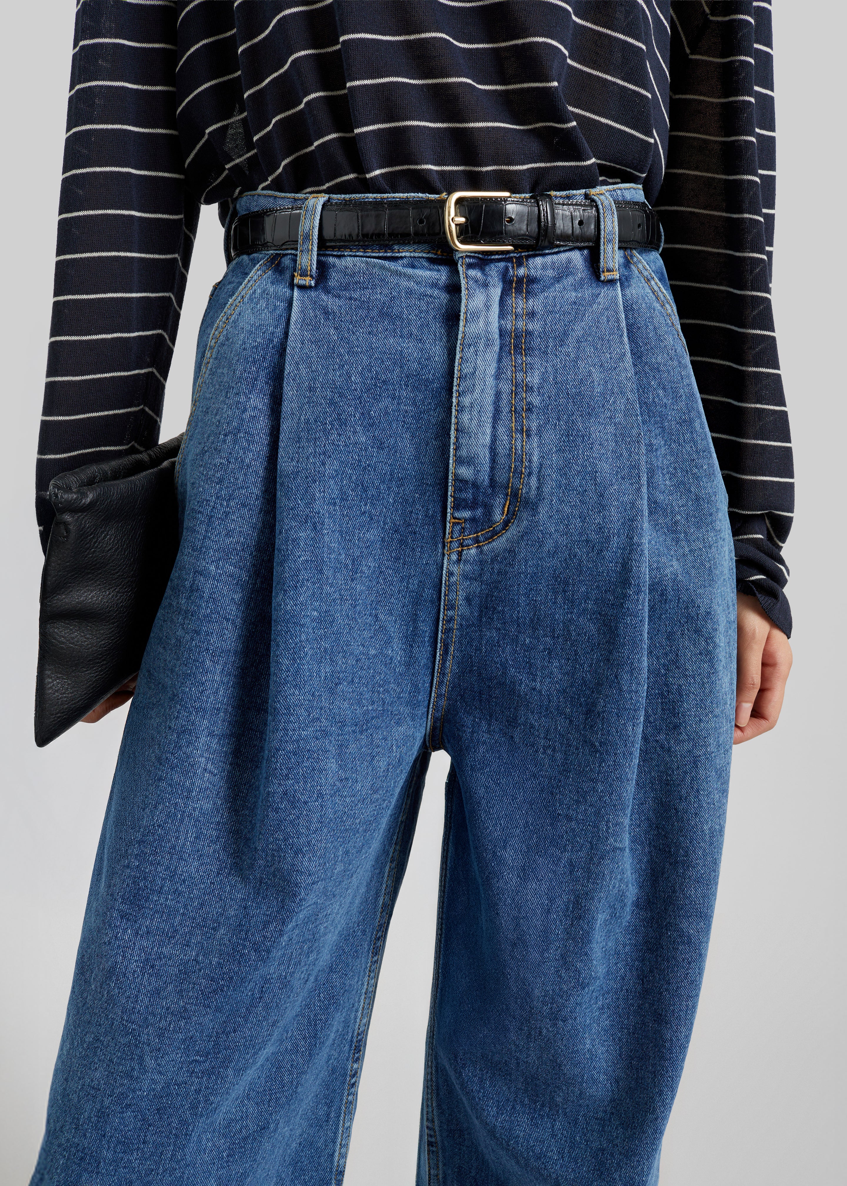 CHECK FLOWER PLEATS PANTS ブルー SH 先行限定サイズ Isabella Denim Pants - Medium Wash – The Frankie Shop