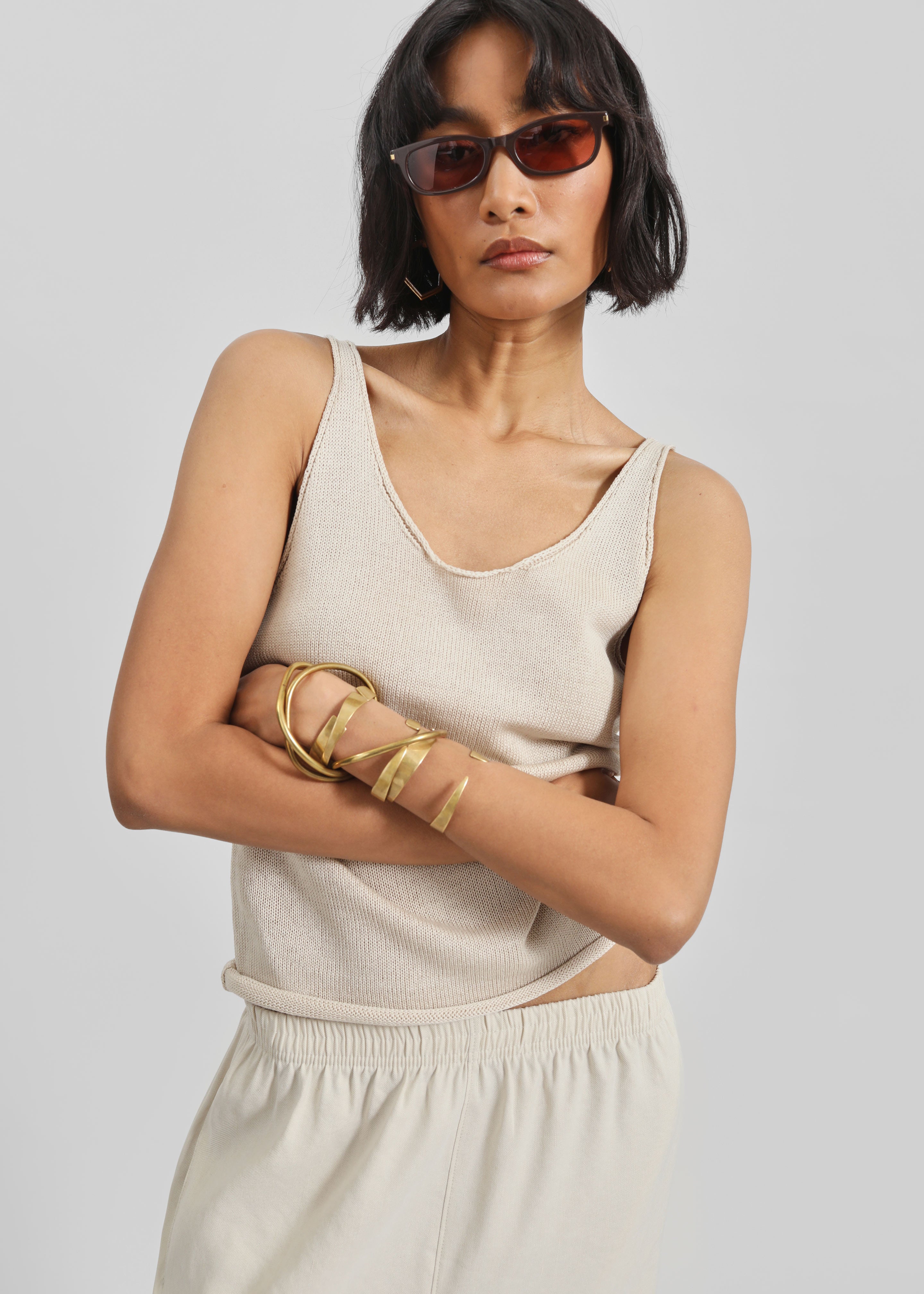 Islay Open-Back Knit Tank - Beige – The Frankie Shop