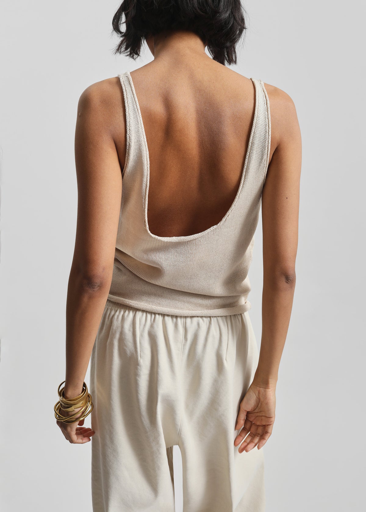 Islay Open-Back Knit Tank - Beige - 9