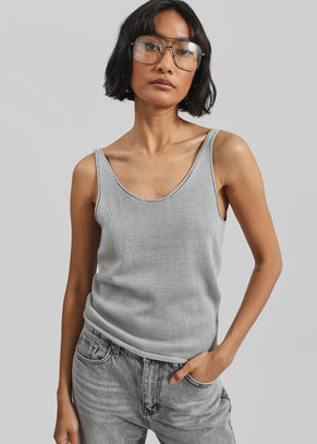 Islay Open-Back Knit Tank - Grey