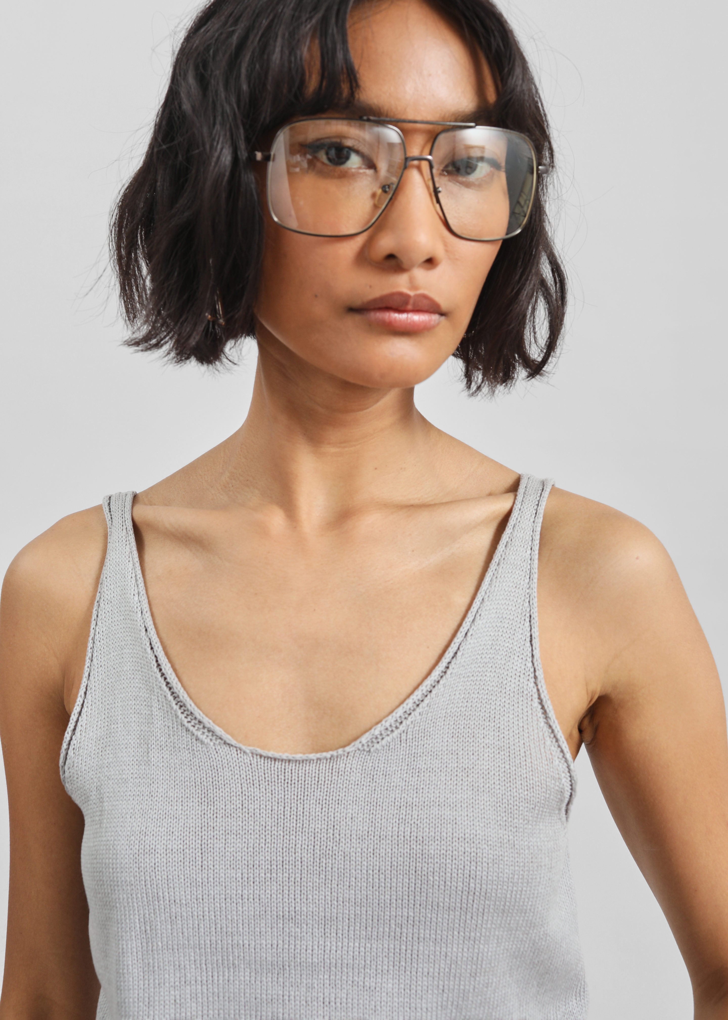 Islay Open-Back Knit Tank - Grey - 4