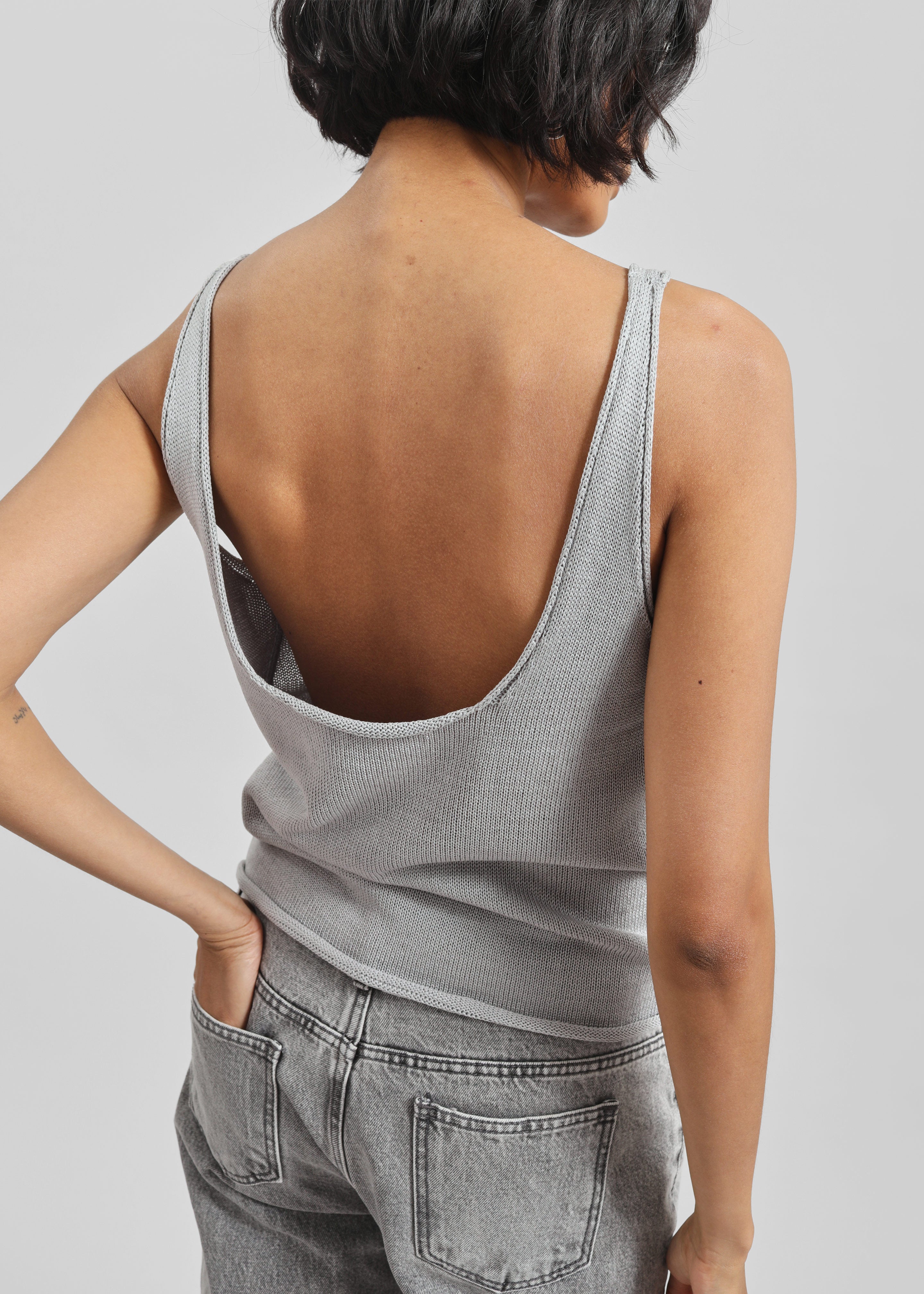 Islay Open-Back Knit Tank - Grey - 5