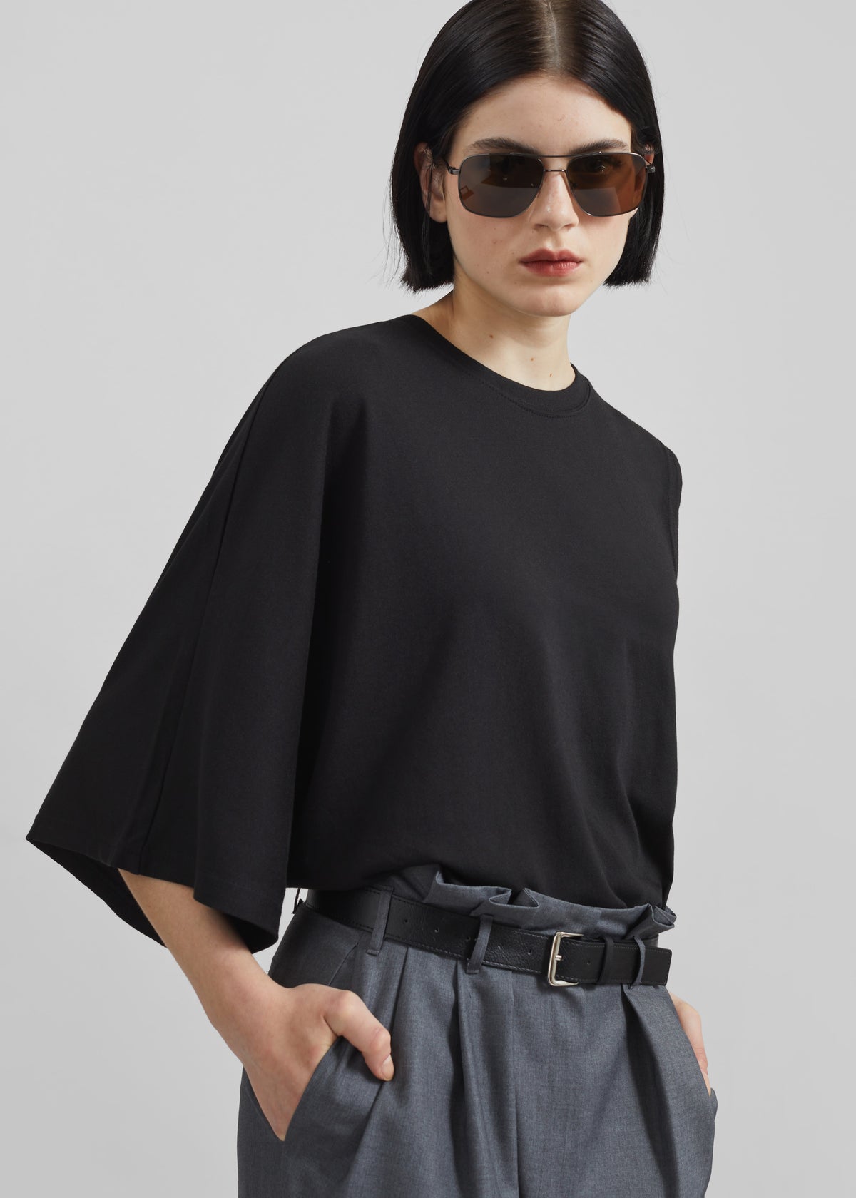 Ismere One-Sleeve Asymmetric Top - Black - 1