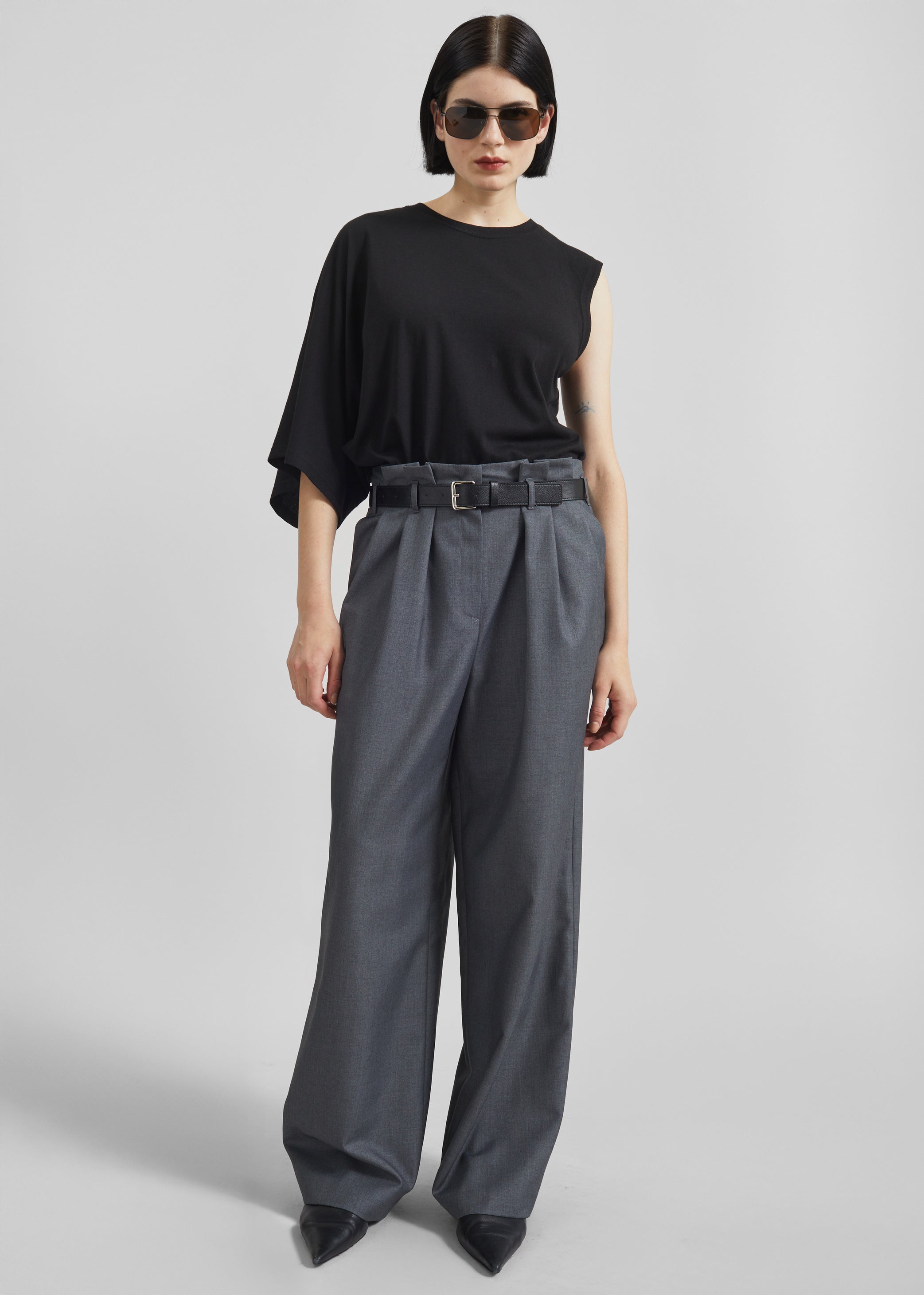 Shop the look image for Ismere One-Sleeve Asymmetric Top - Black
