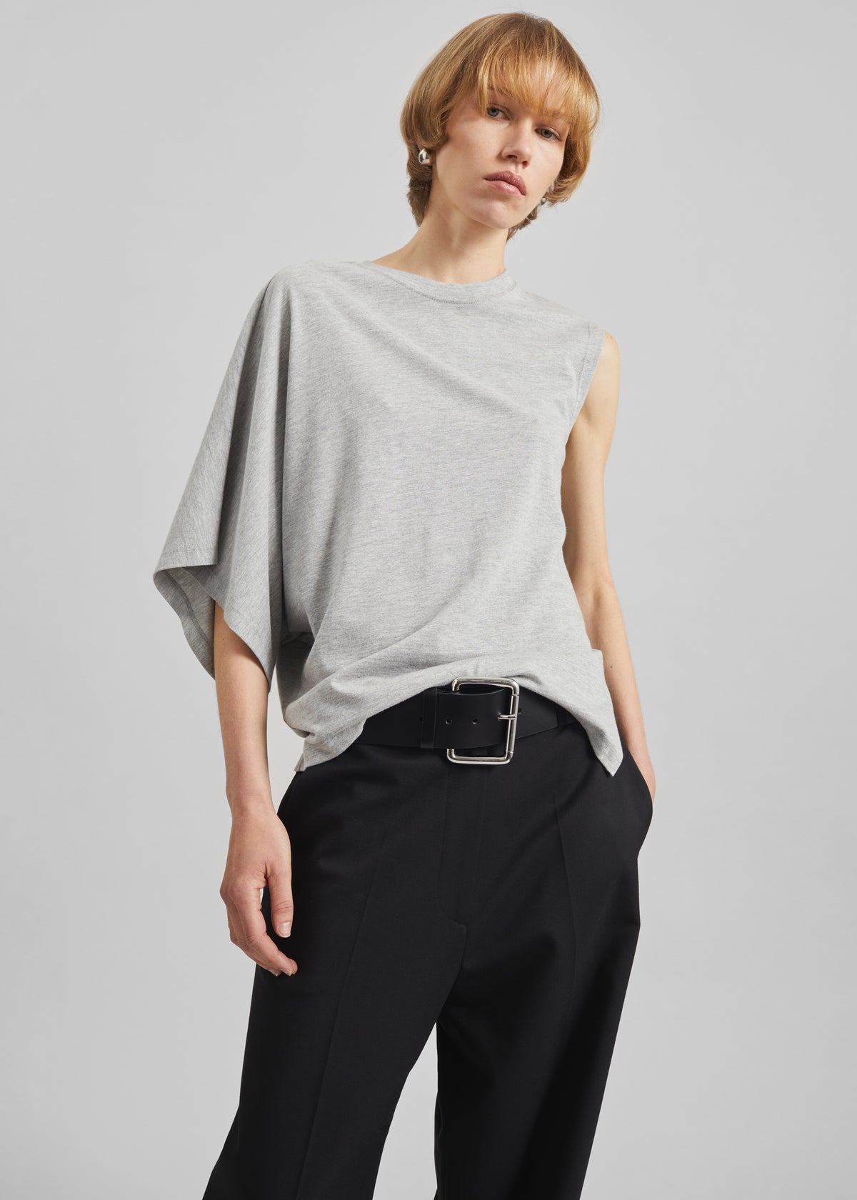 Ismere One-Sleeve Asymmetric Top - Grey - 1