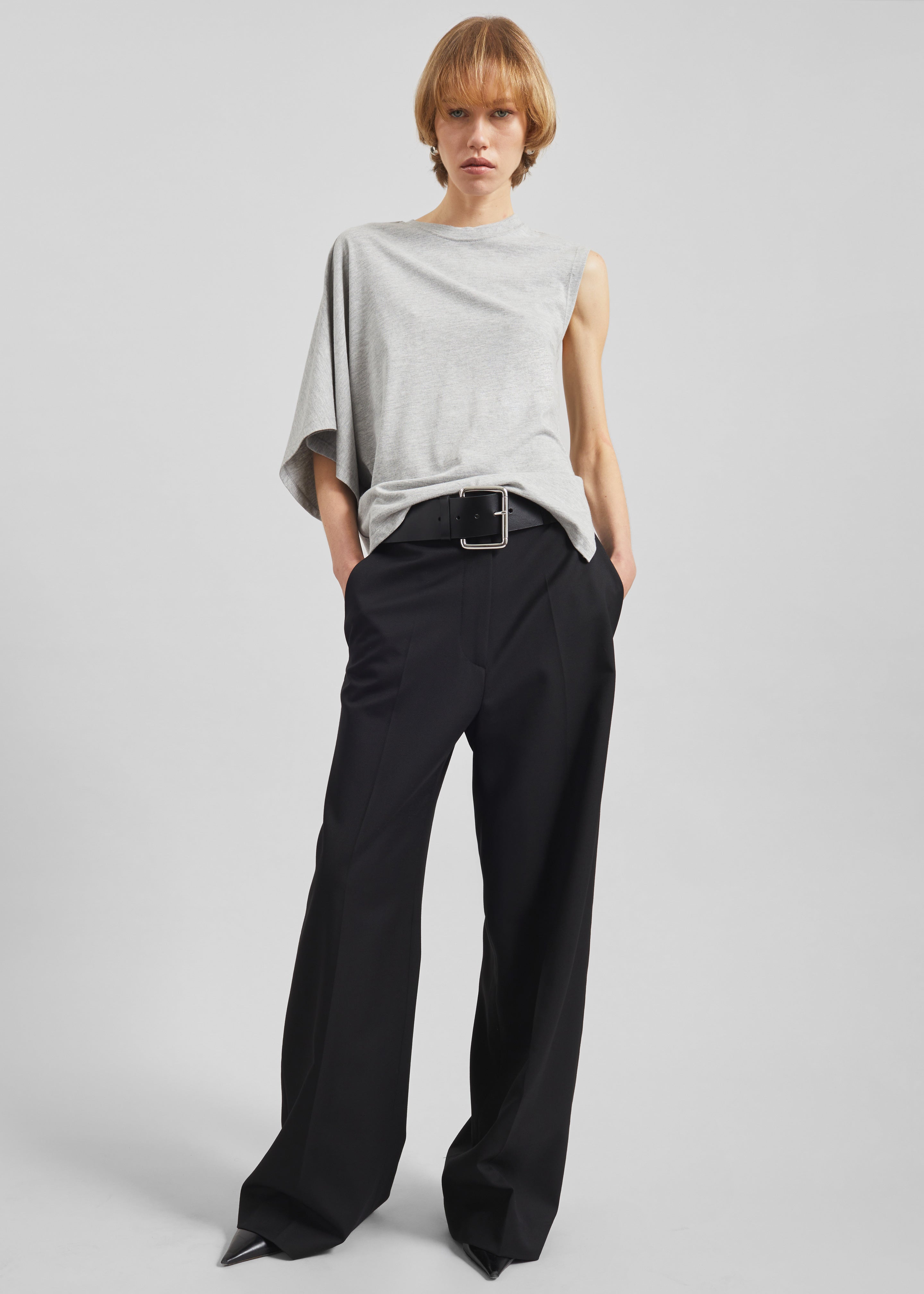 Ismere One-Sleeve Asymmetric Top - Grey - 3