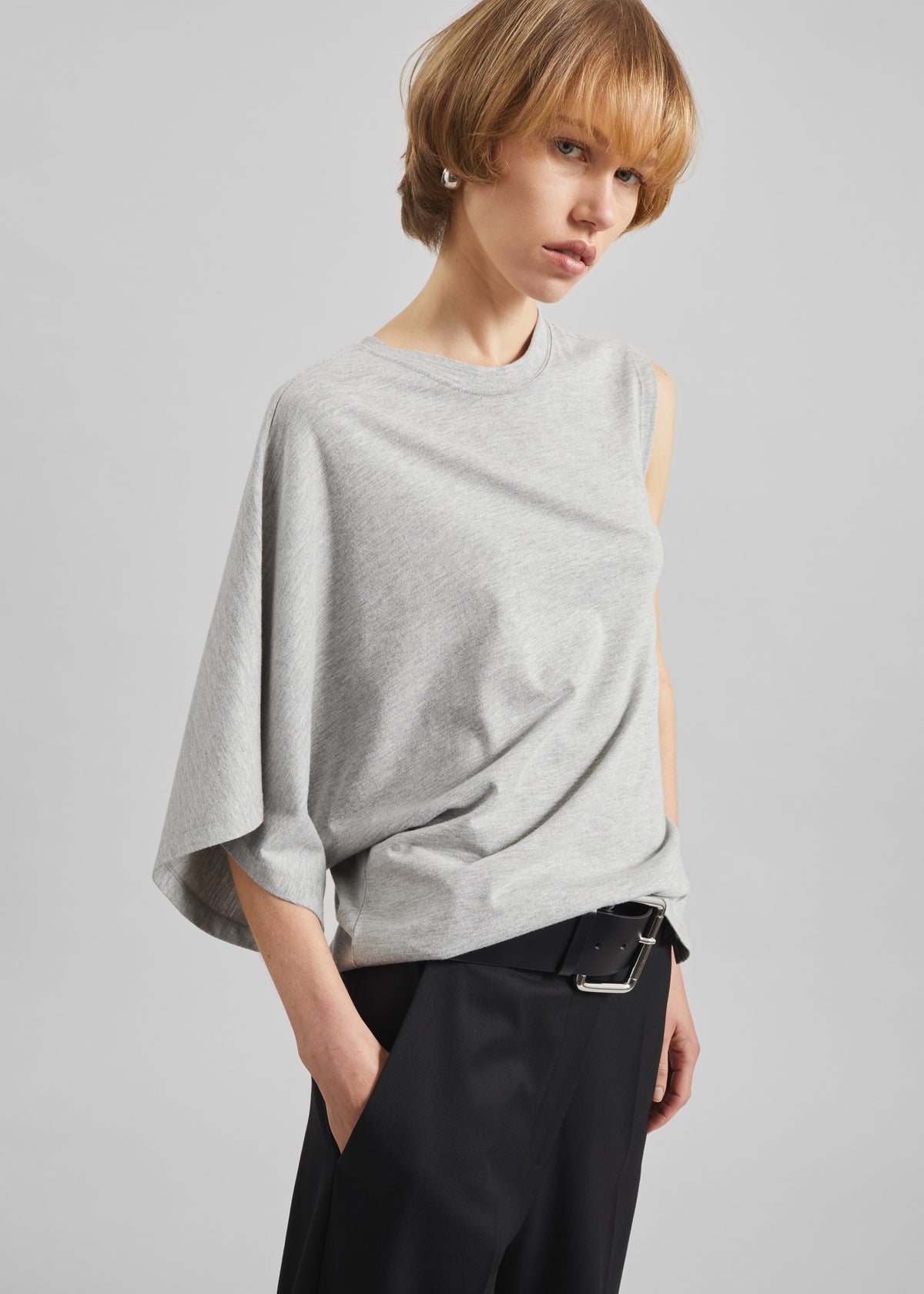 Ismere One-Sleeve Asymmetric Top - Grey - 7