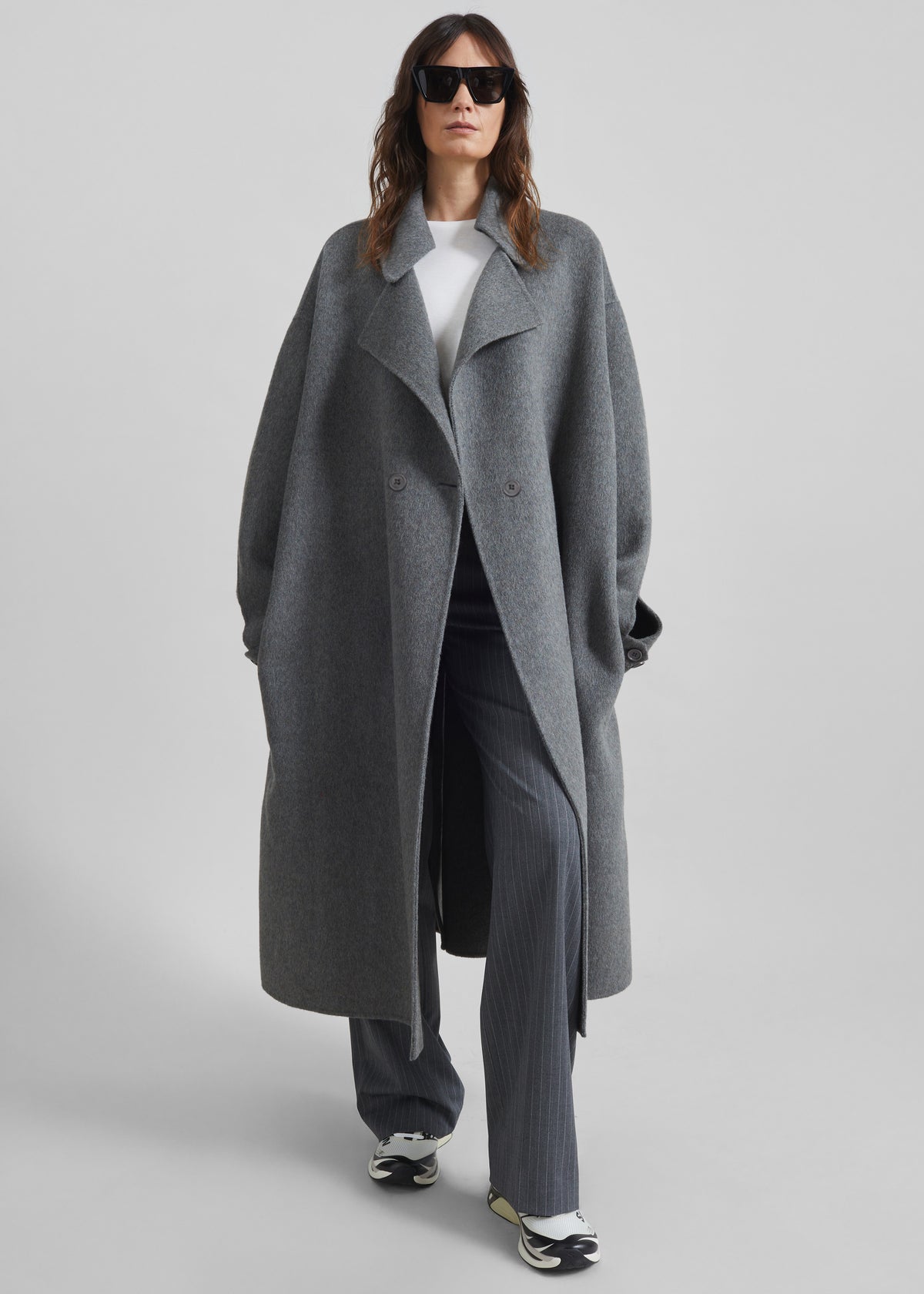 Issen Wool Trench Coat - Grey