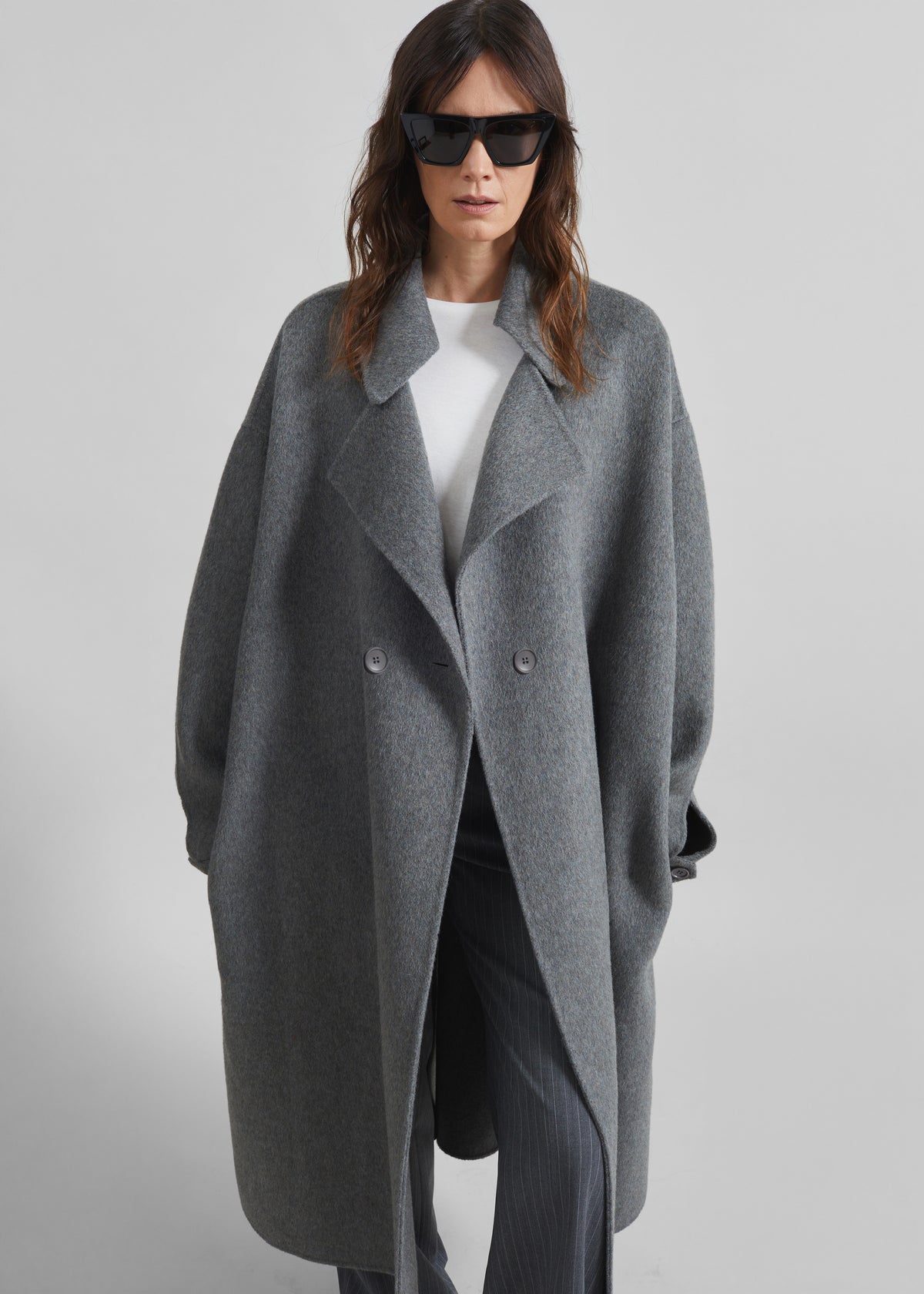 Issen Wool Trench Coat - Grey