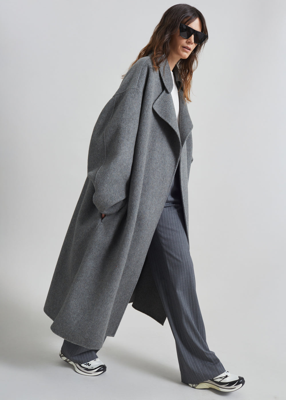 Issen Wool Trench Coat - Grey