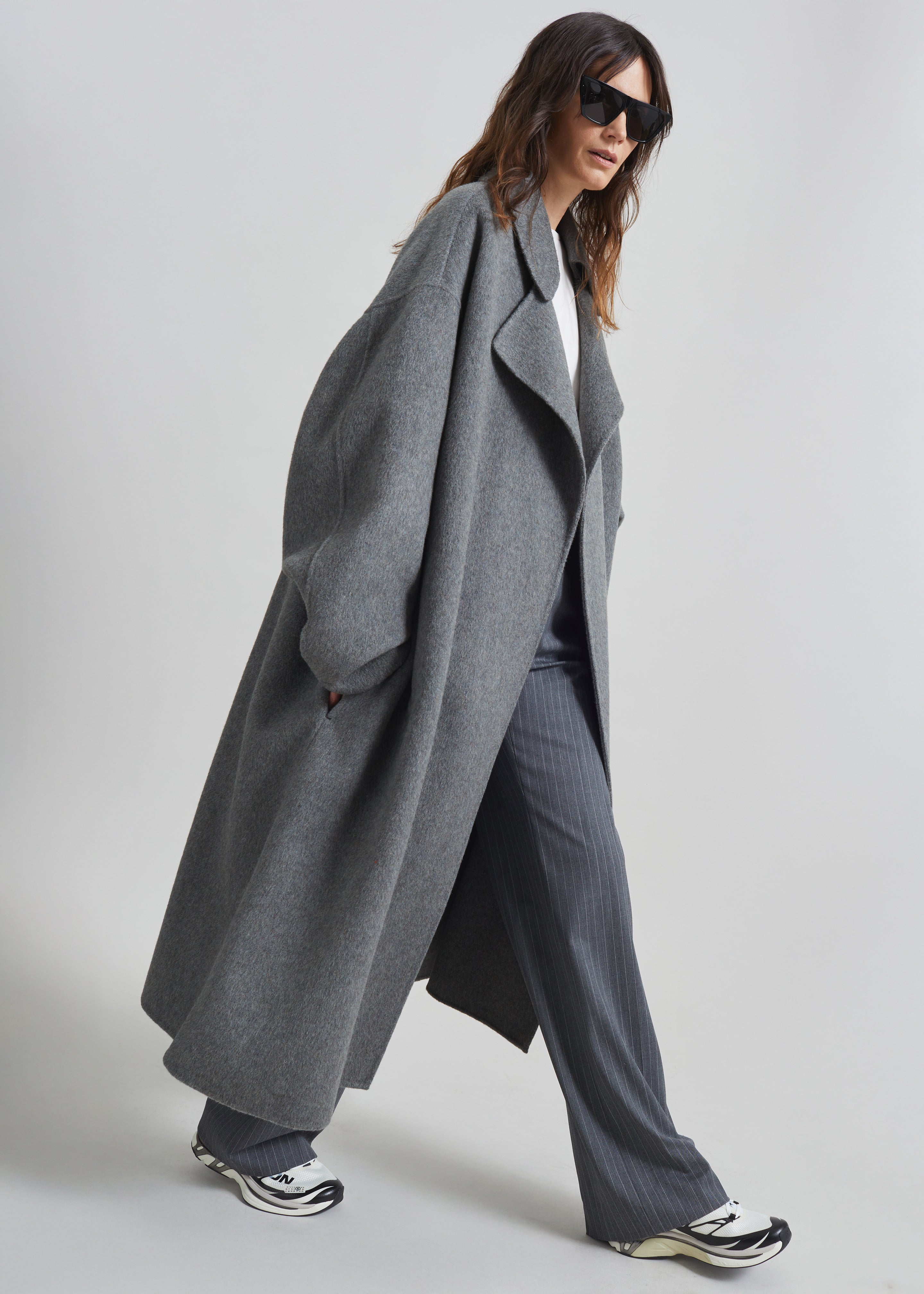 Issen Wool Trench Coat - Grey - 1