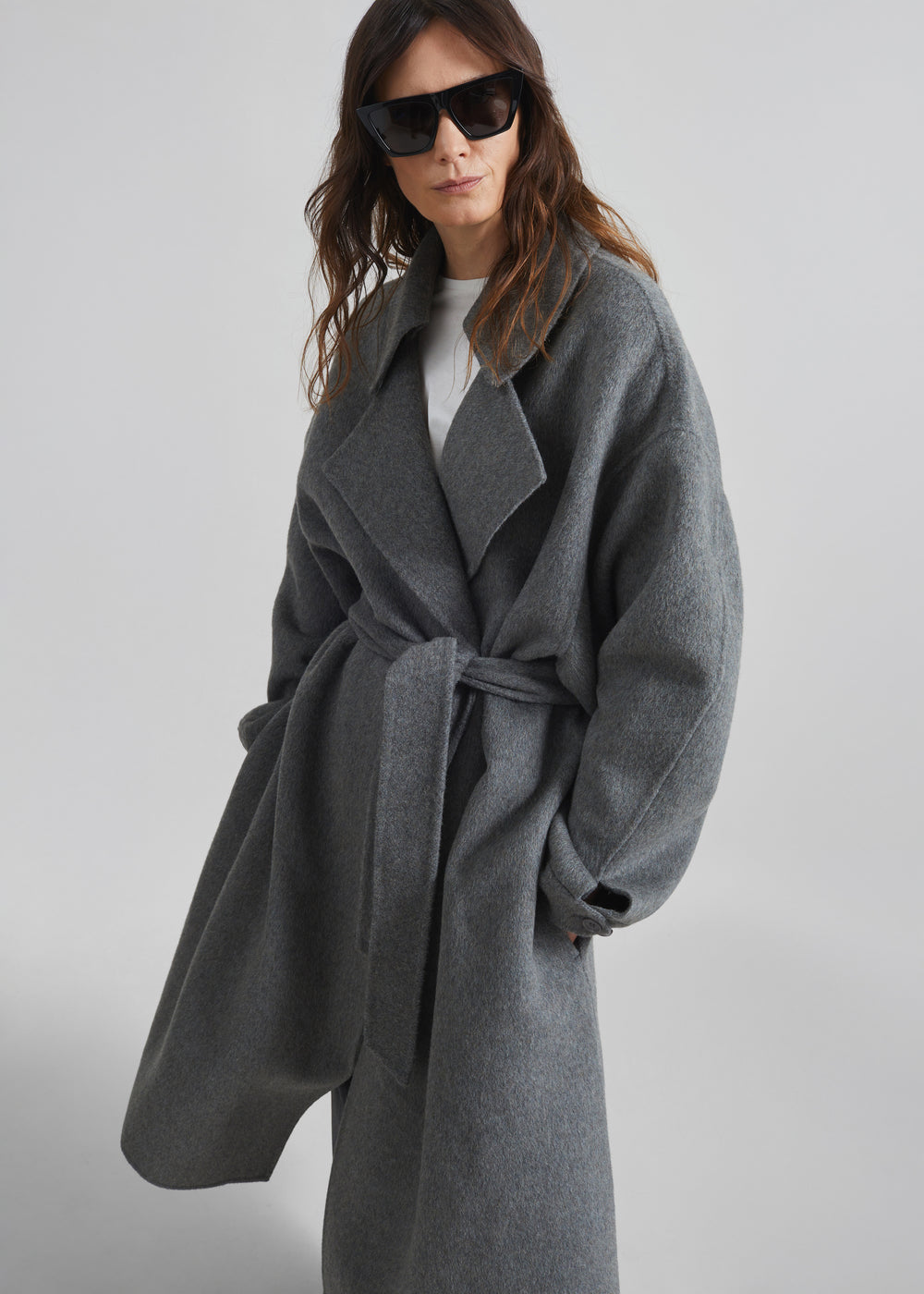 Issen Wool Trench Coat - Grey - 1