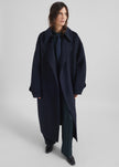 Issen Wool Trench Coat - Dark Navy