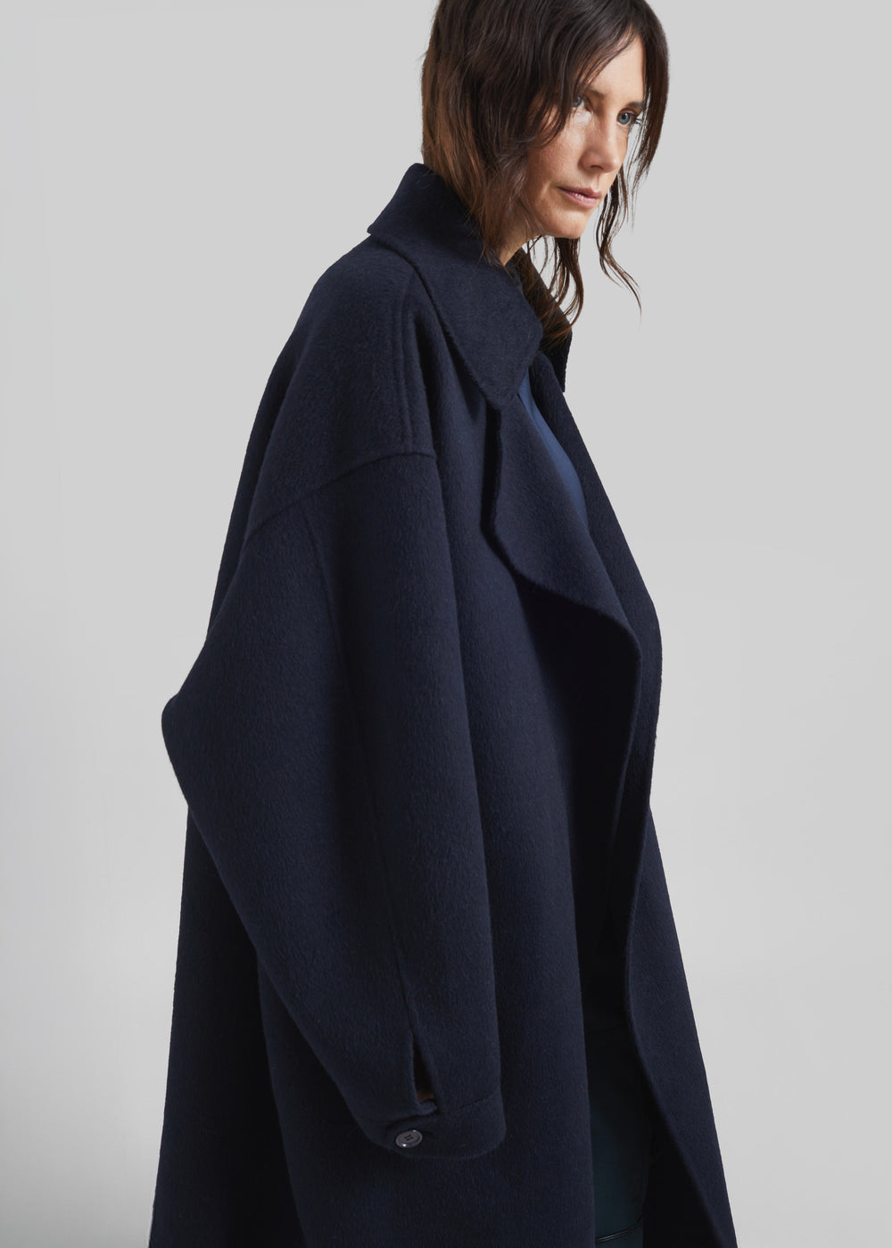 Issen Wool Trench Coat - Dark Navy - 1