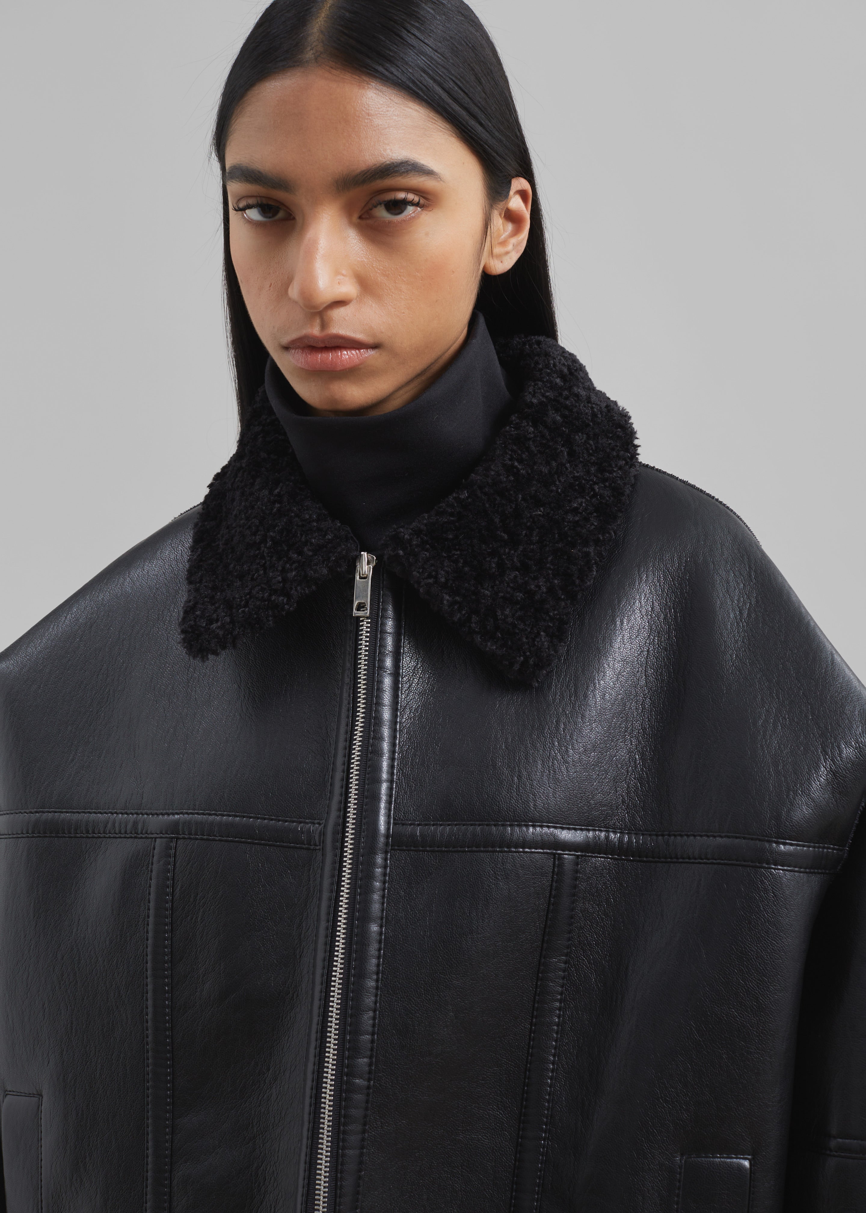 Black faux 2024 shearling jacket