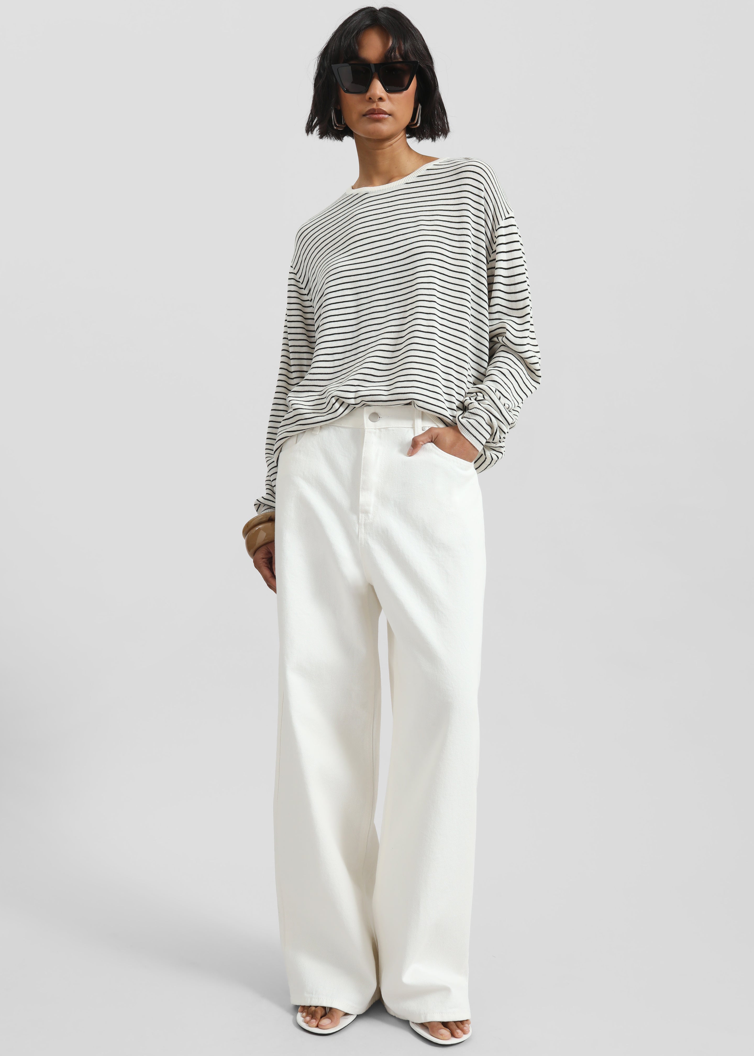Iven Knit Pullover - White/Black Stripe – The Frankie Shop