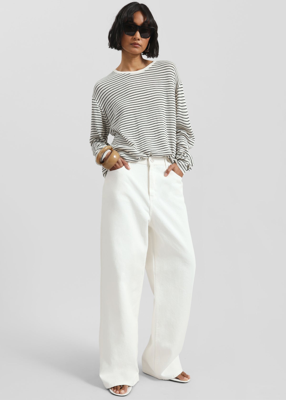 Iven Knit Pullover - White/Black Stripe - 4