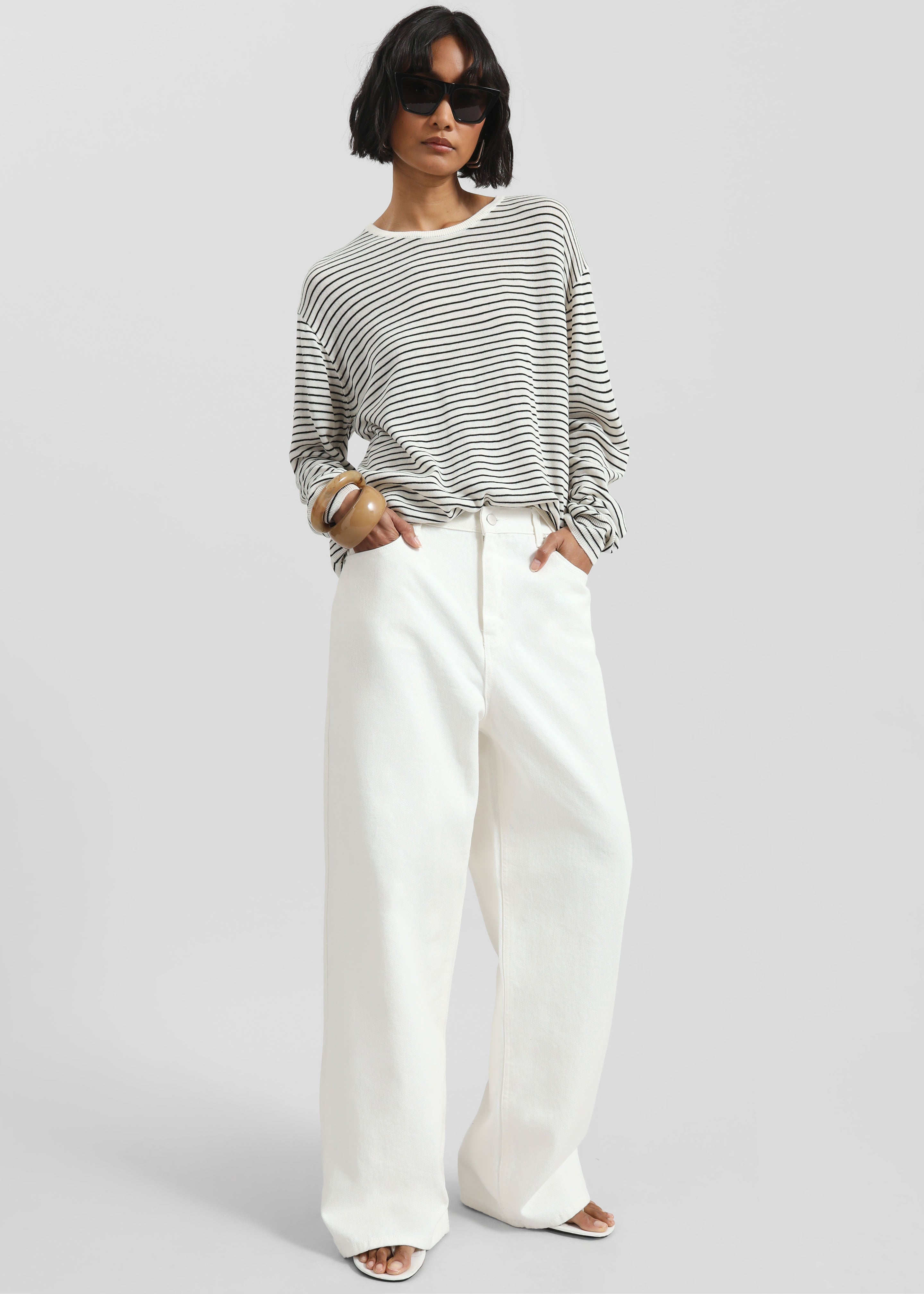 Iven Knit Pullover - White/Black Stripe - 4