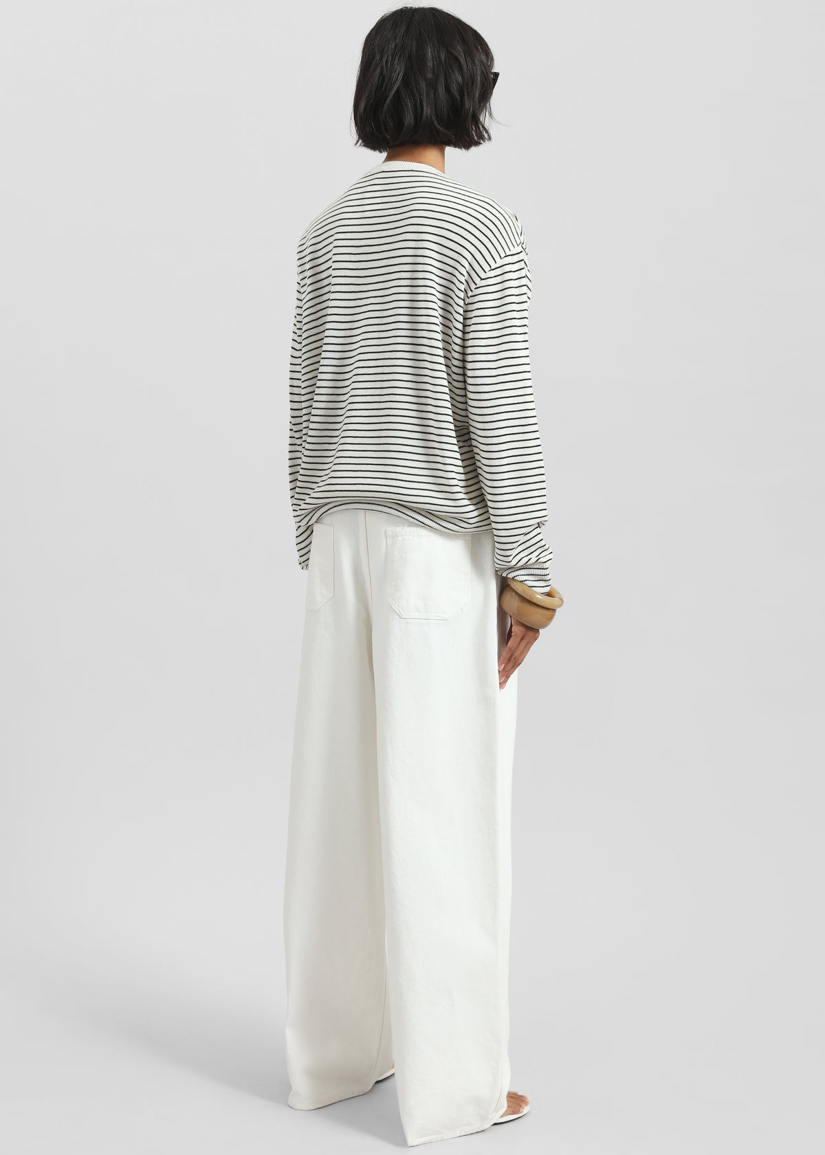Iven Knit Pullover - White/Black Stripe - 8