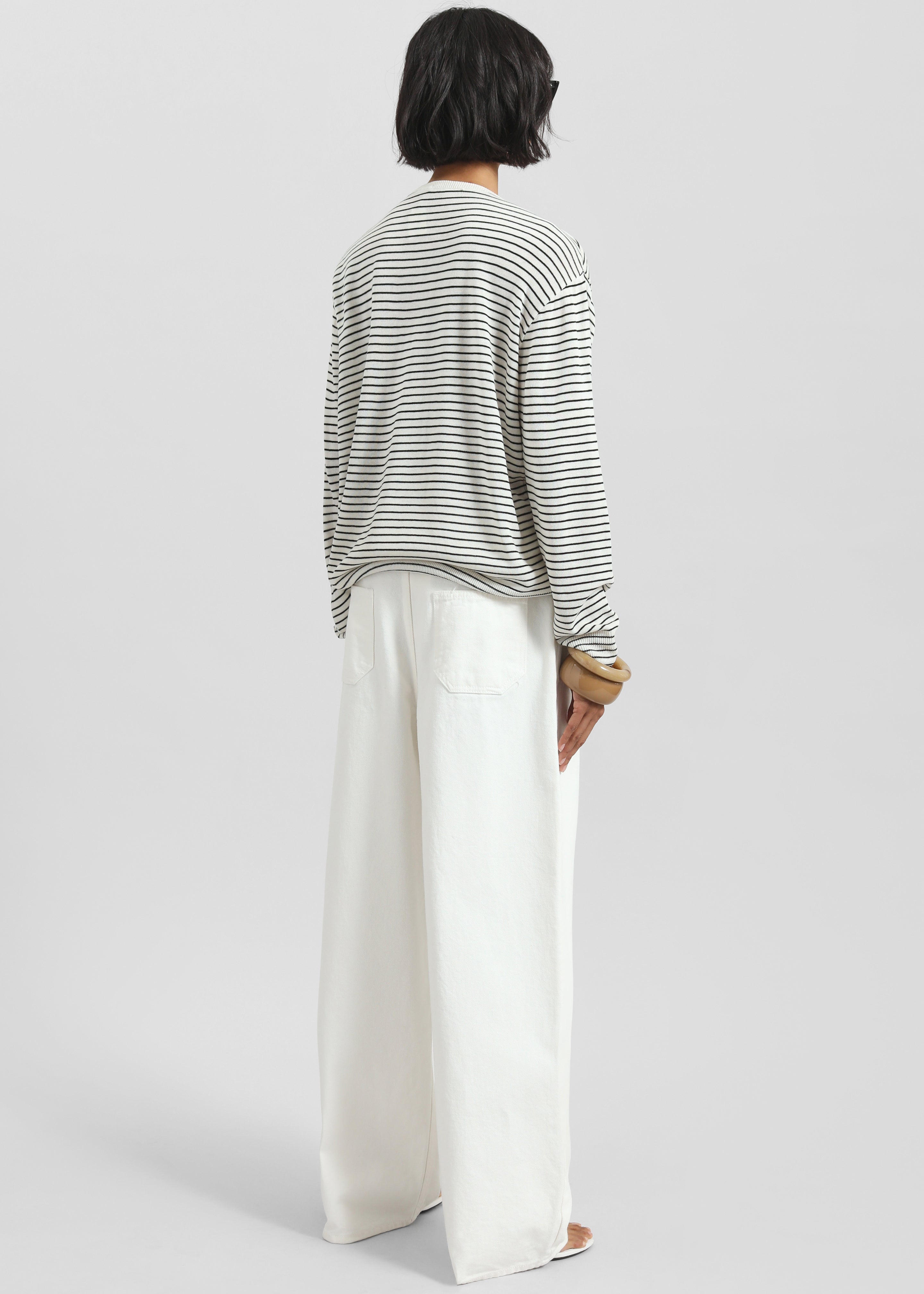 Iven Knit Pullover - White/Black Stripe - 8