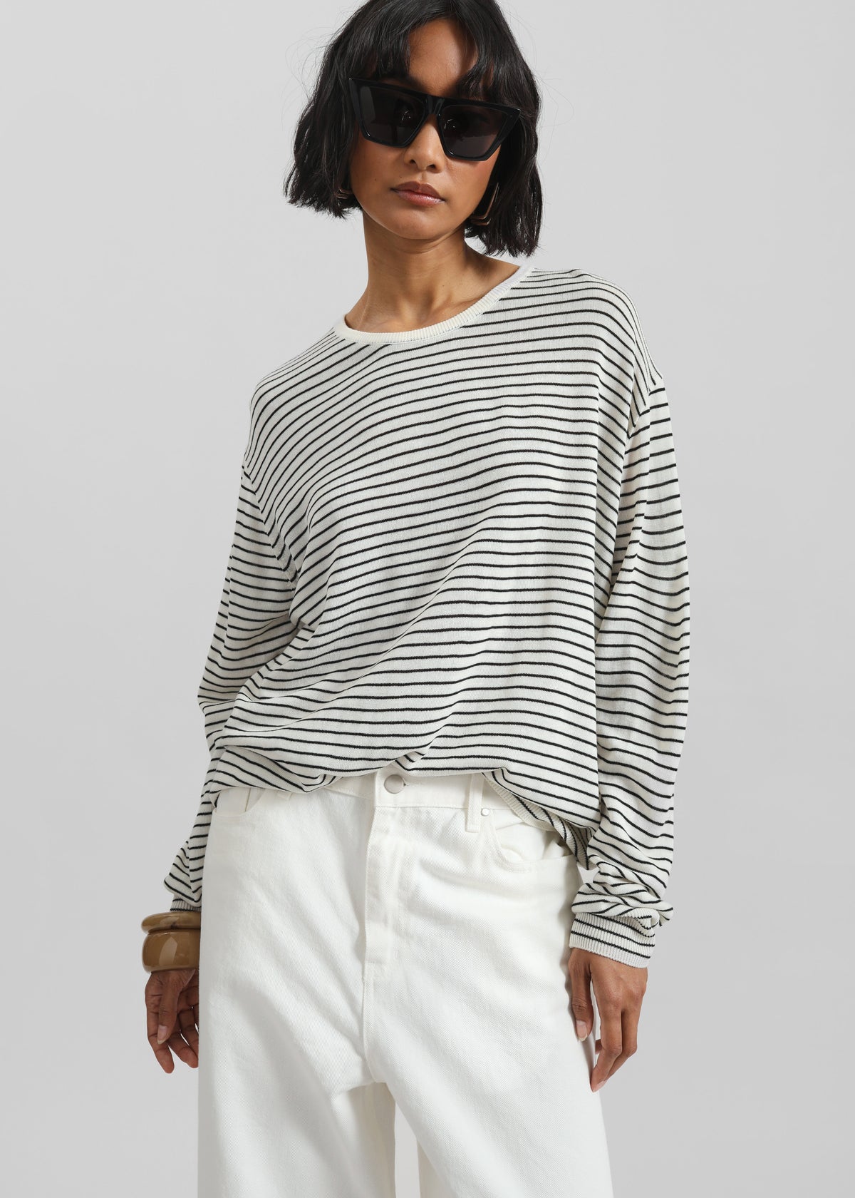 Iven Knit Pullover - White/Black Stripe - 2