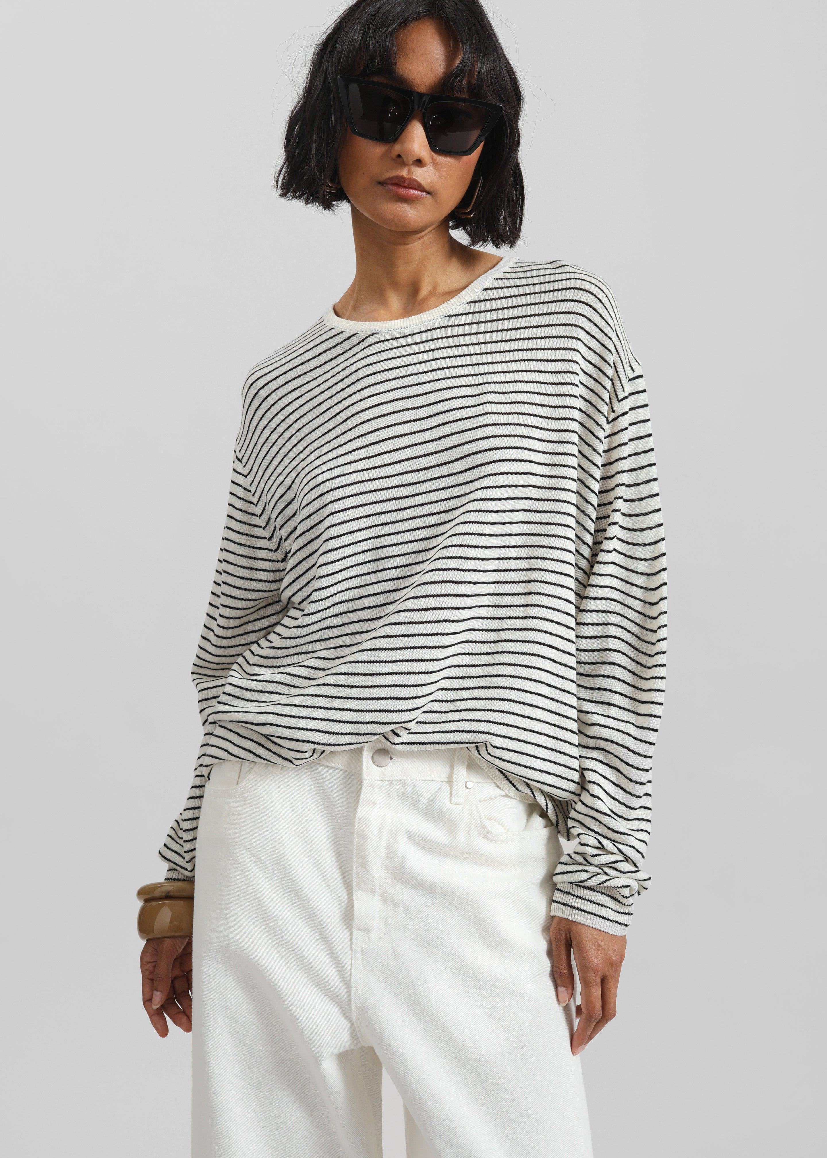 Iven Knit Pullover - White/Black Stripe - 2