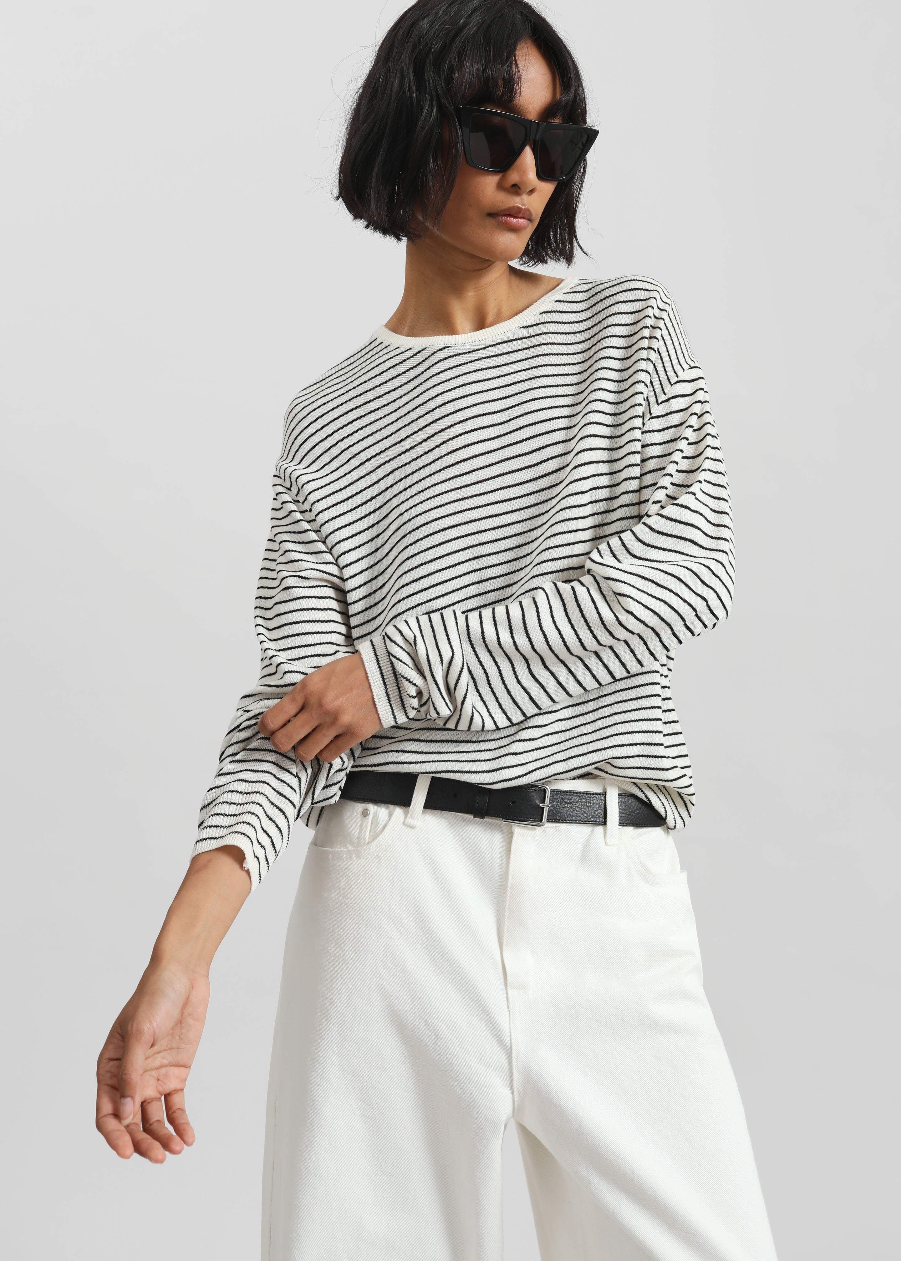 Iven Knit Pullover - White/Black Stripe – The Frankie Shop