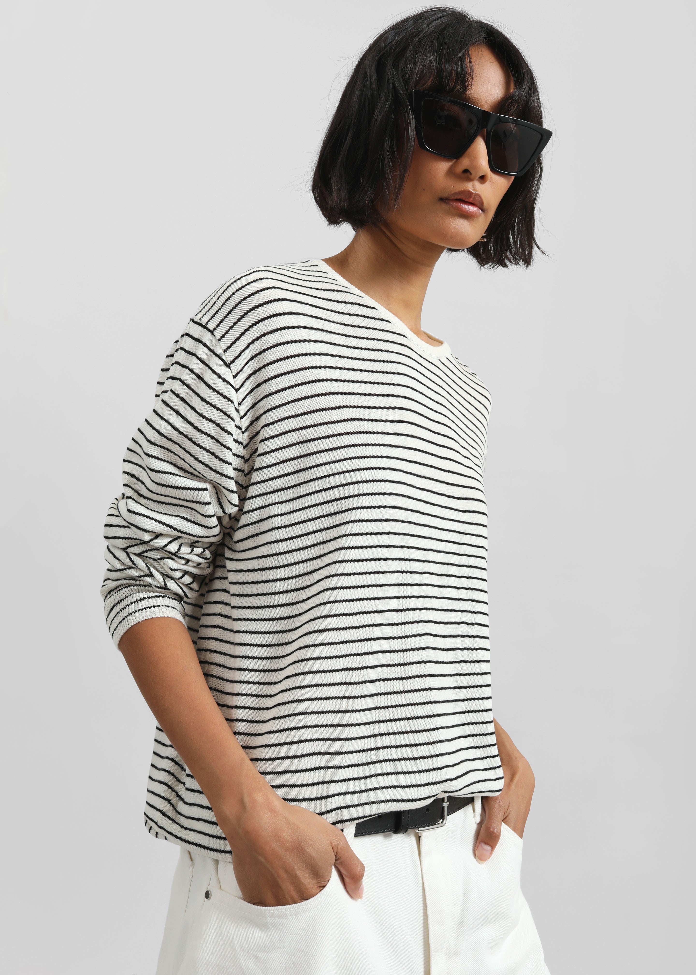 Iven Knit Pullover - White/Black Stripe - 5