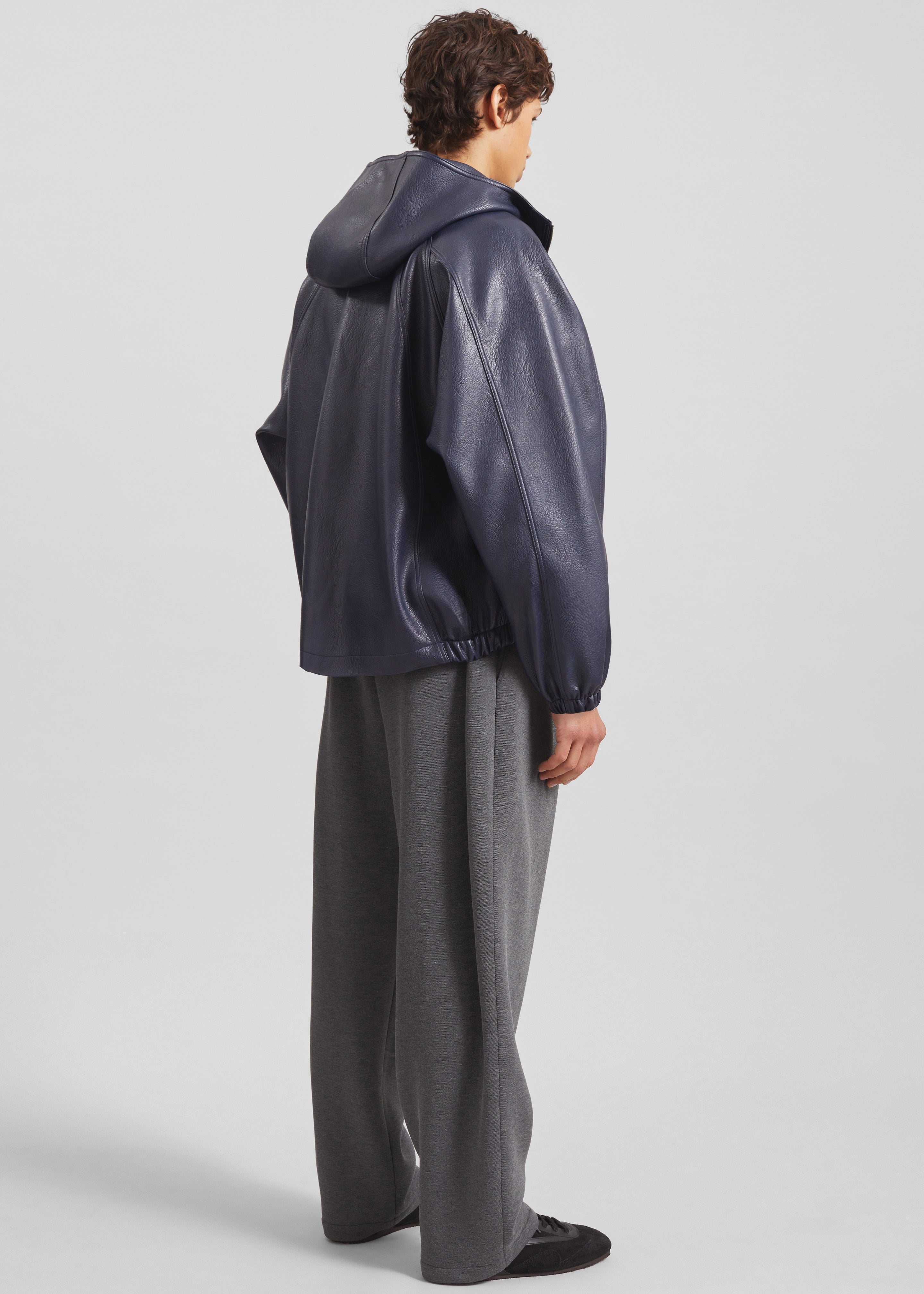 Iver Faux Leather Hooded Jacket - Navy - 9