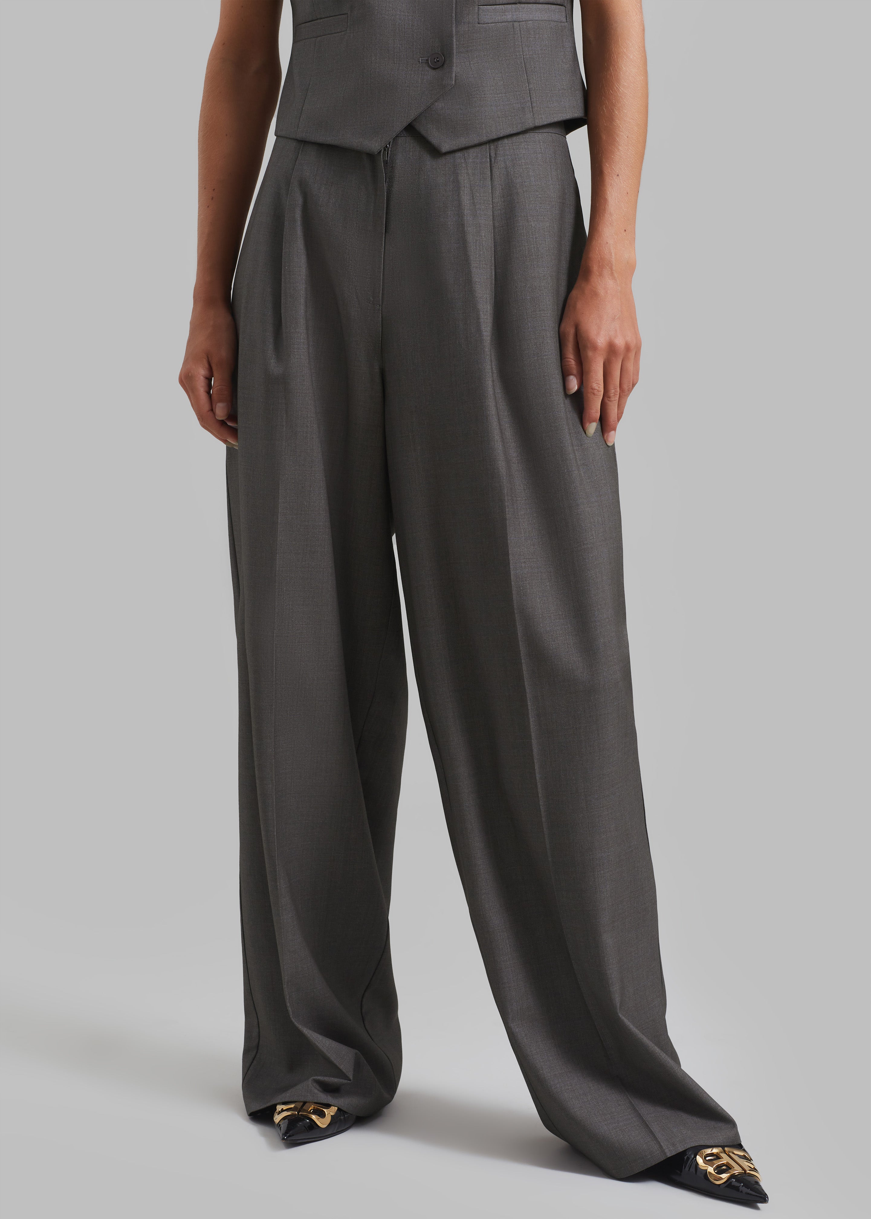 Ivey Pintuck Trousers - Grey Melange