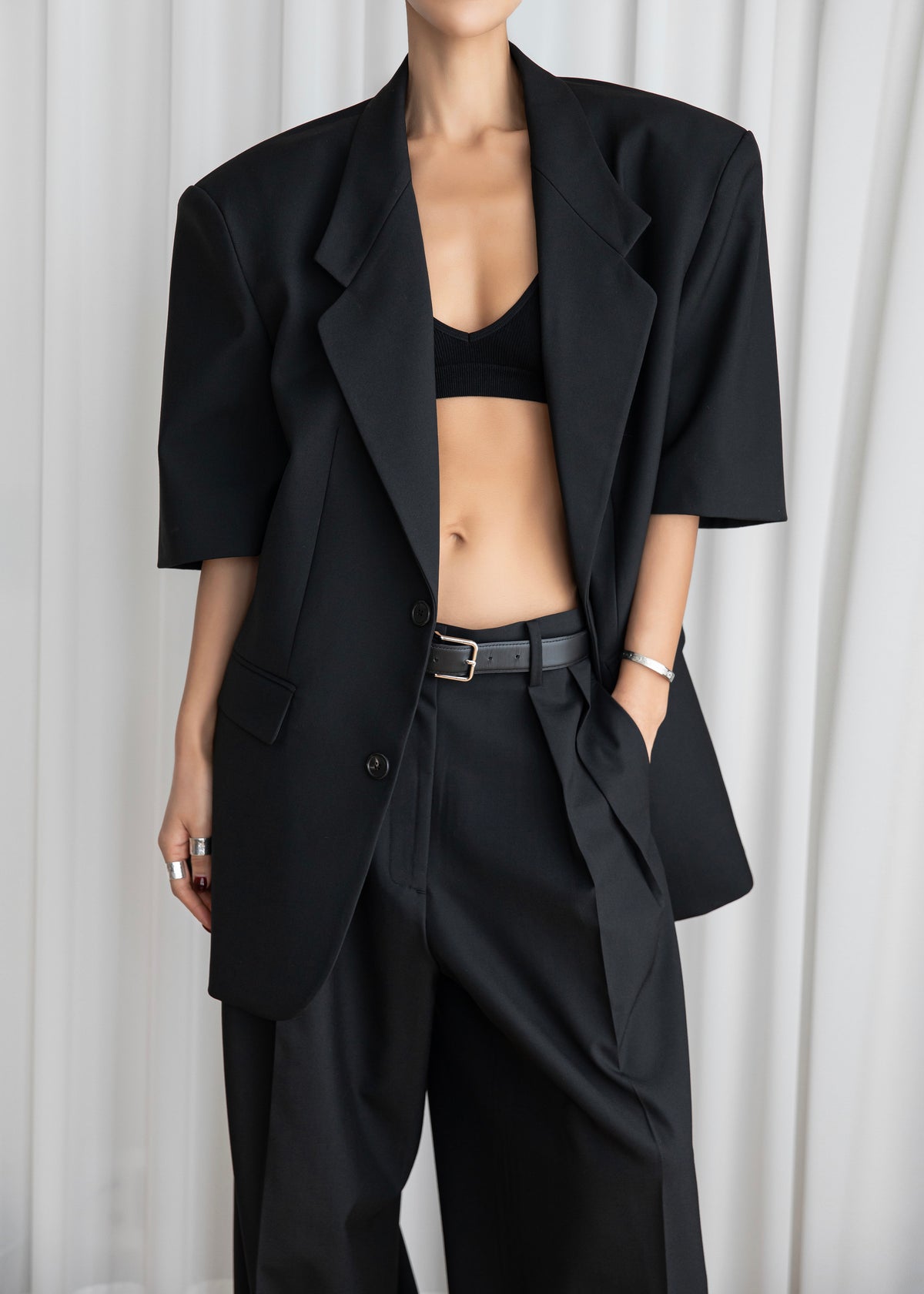 Ivora Short Sleeve Blazer - Black