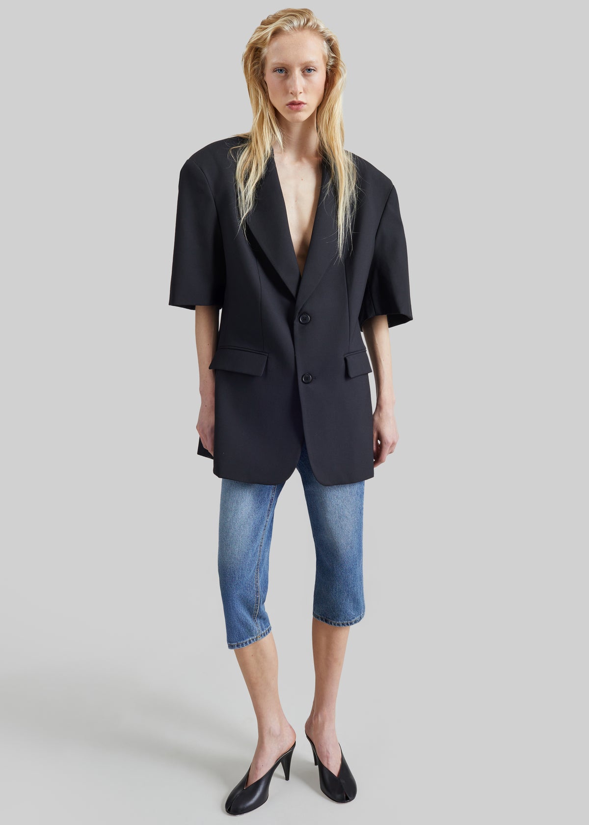 Ivora Short Sleeve Blazer - Black