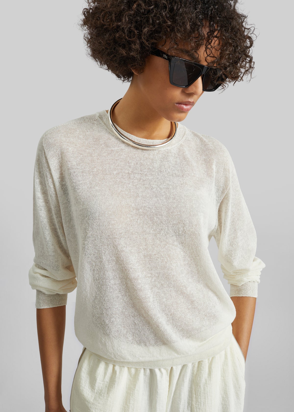 Ivrea Sheer Knit Top - Ivory - 5