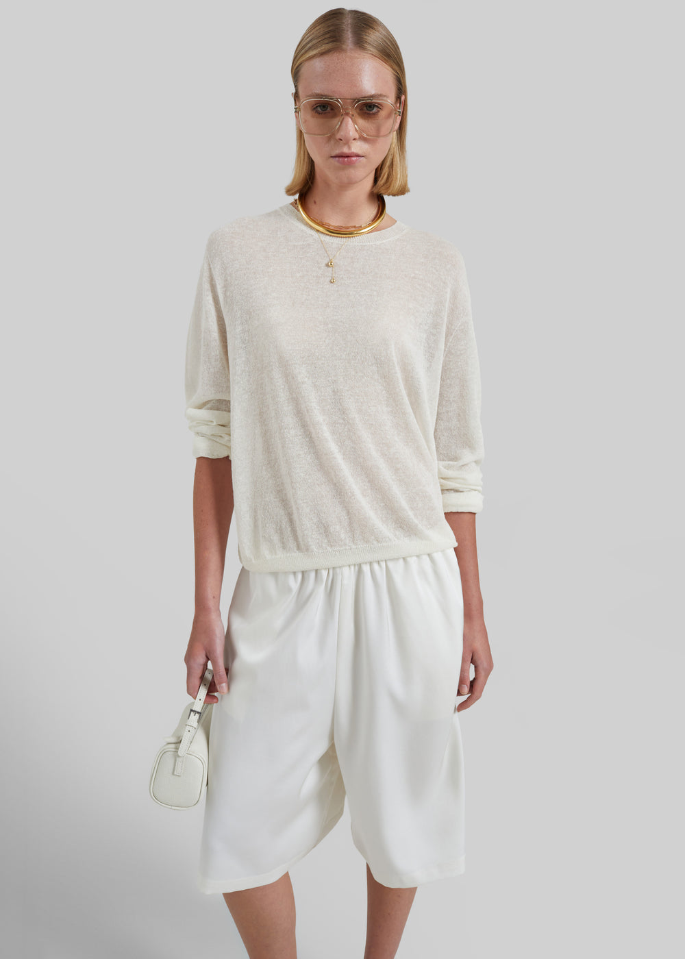 Ivrea Sheer Knit Top - Ivory - 1