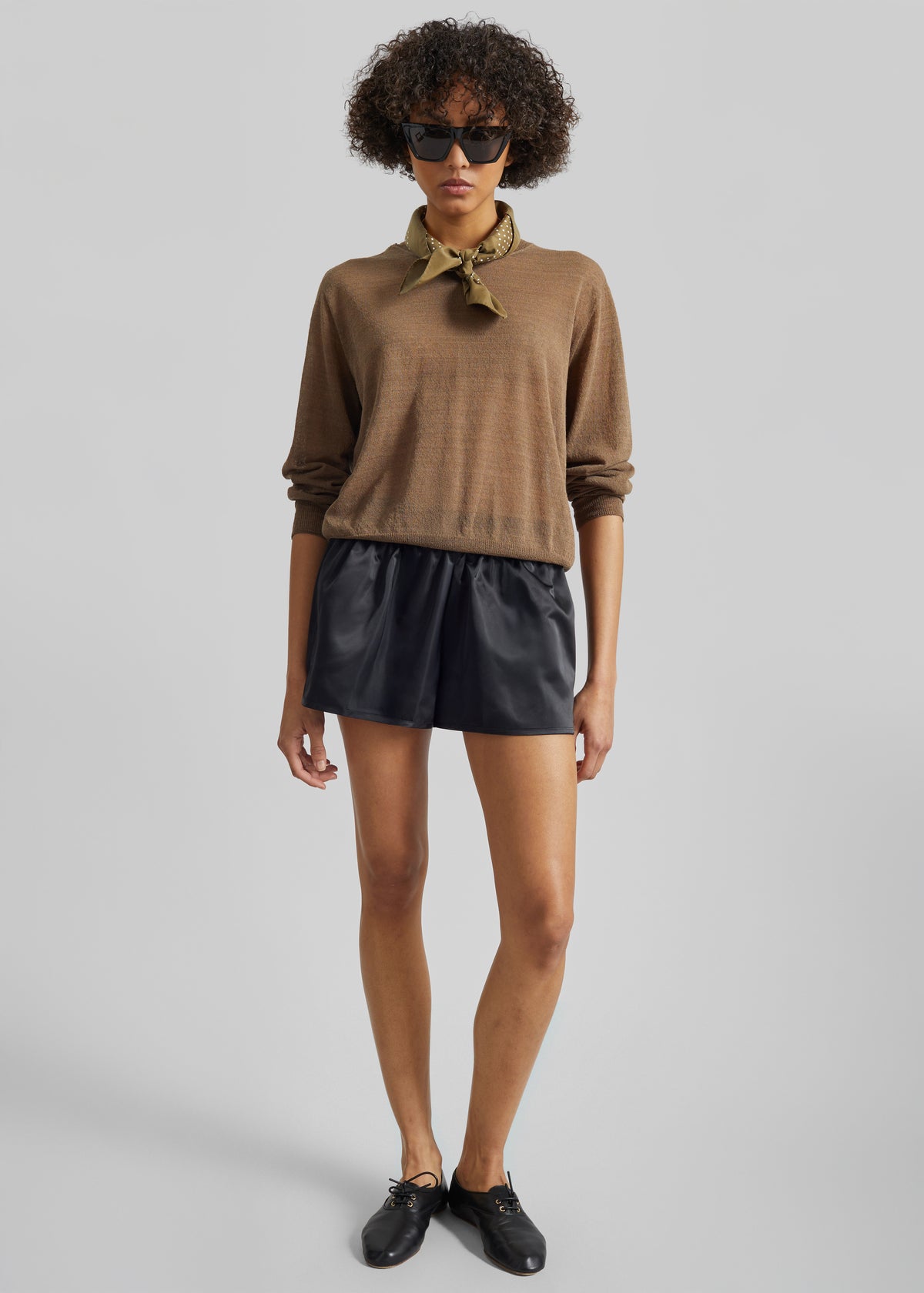 Ivrea Sheer Knit Top - Olive Brown - 3