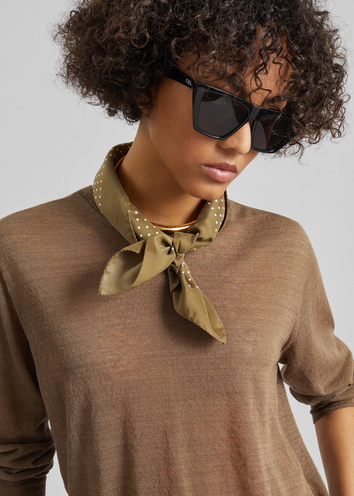 Ivrea Sheer Knit Top - Olive Brown - 2