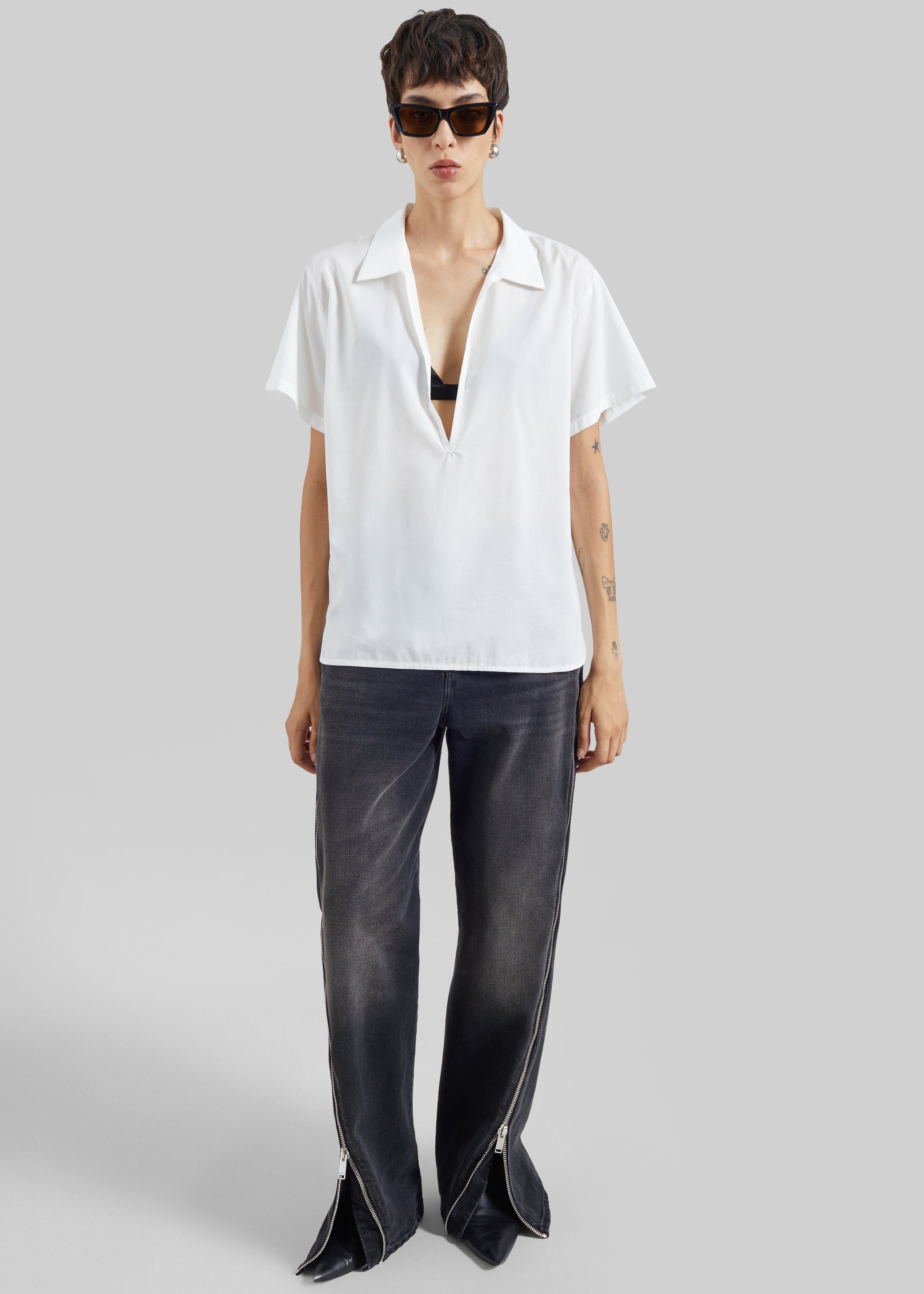 Shop the look image for Izella Deep V Neck Shirt - White