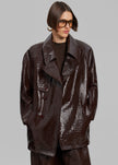 Jackie Croc-Effect Coat - Brown