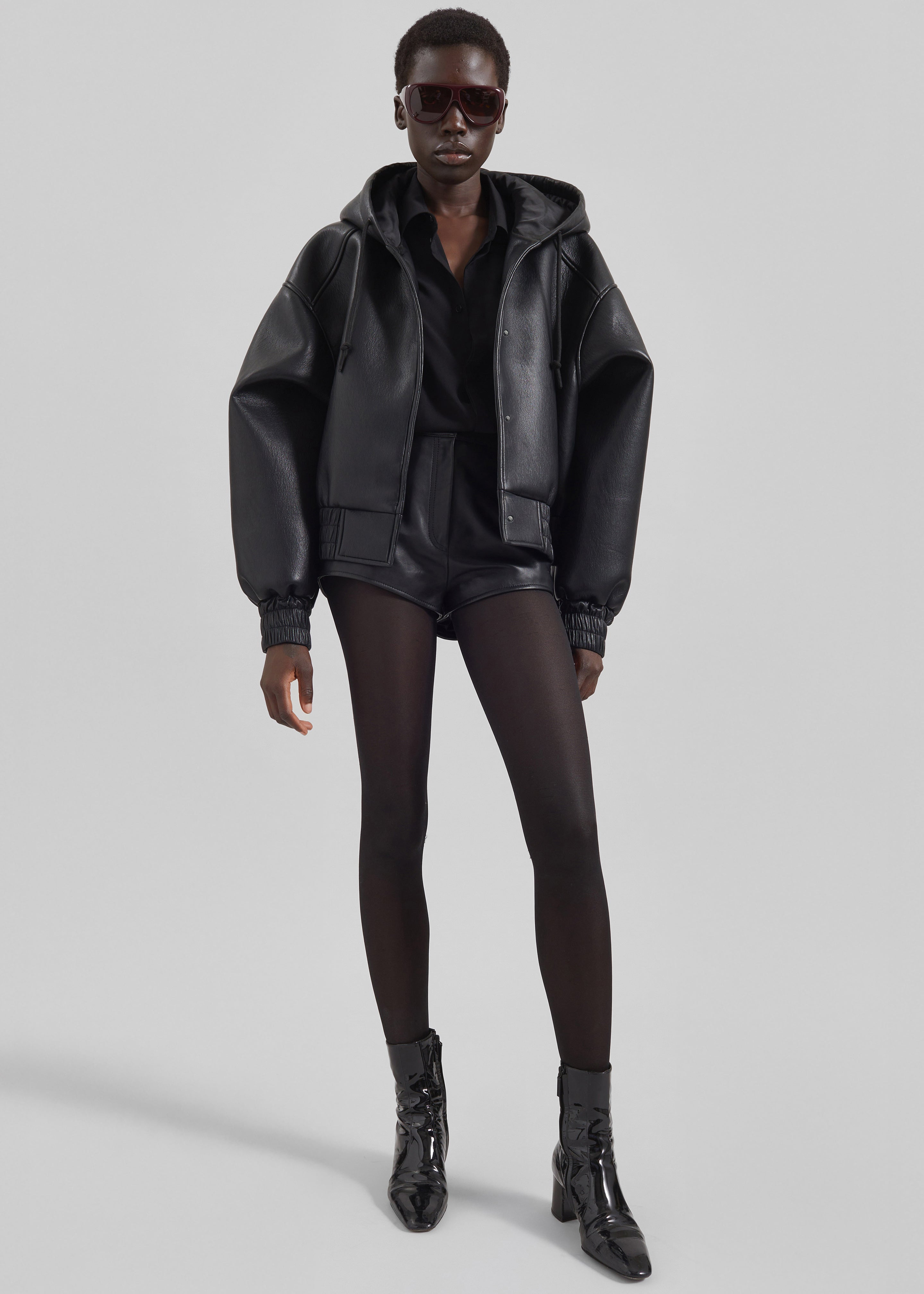 Jackson Faux Leather Bonded Bomber - Black - 4