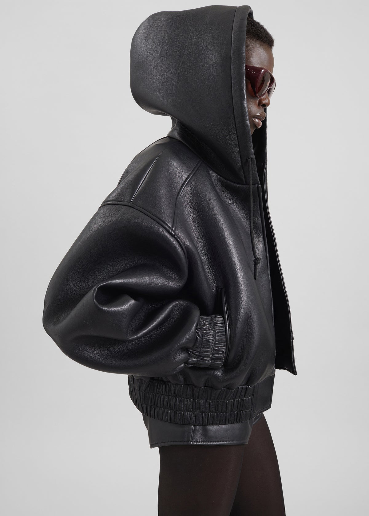 Jackson Faux Leather Bonded Bomber - Black - 2