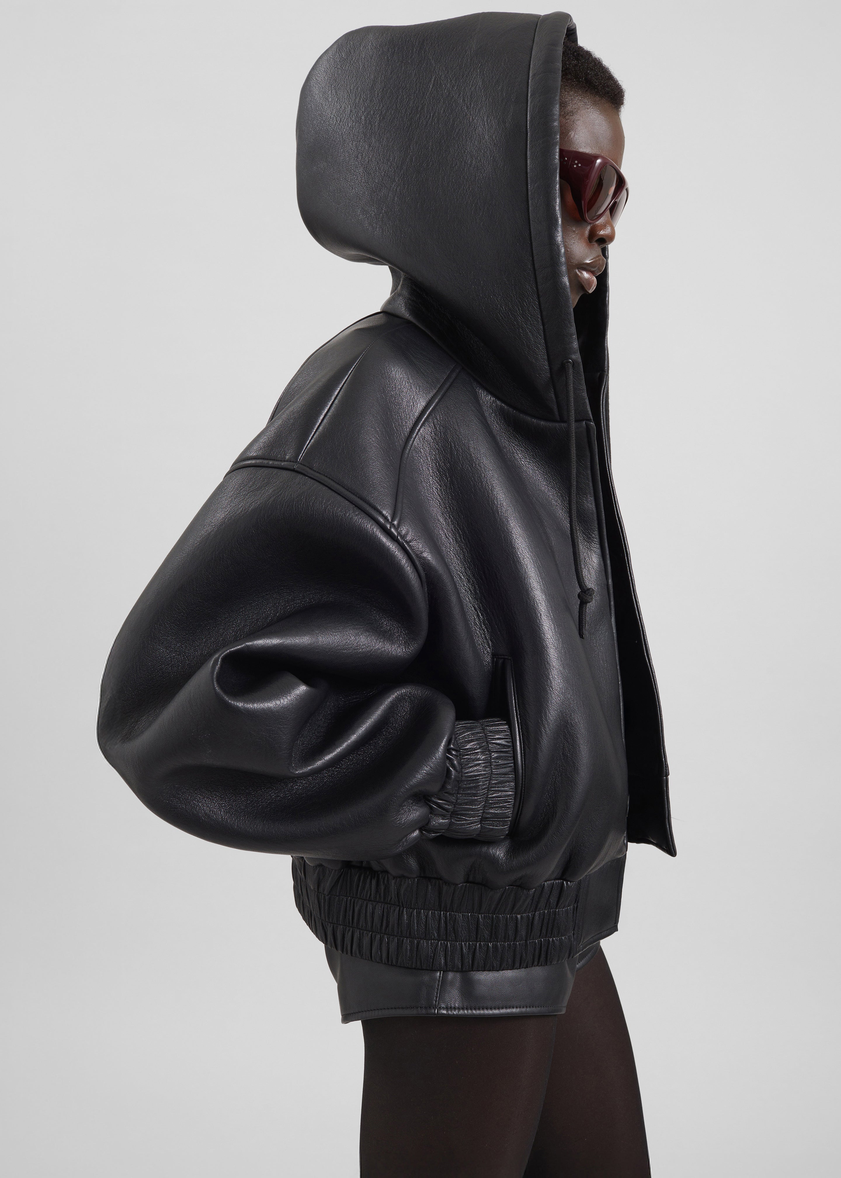 Jackson Faux Leather Bonded Bomber - Black - 2