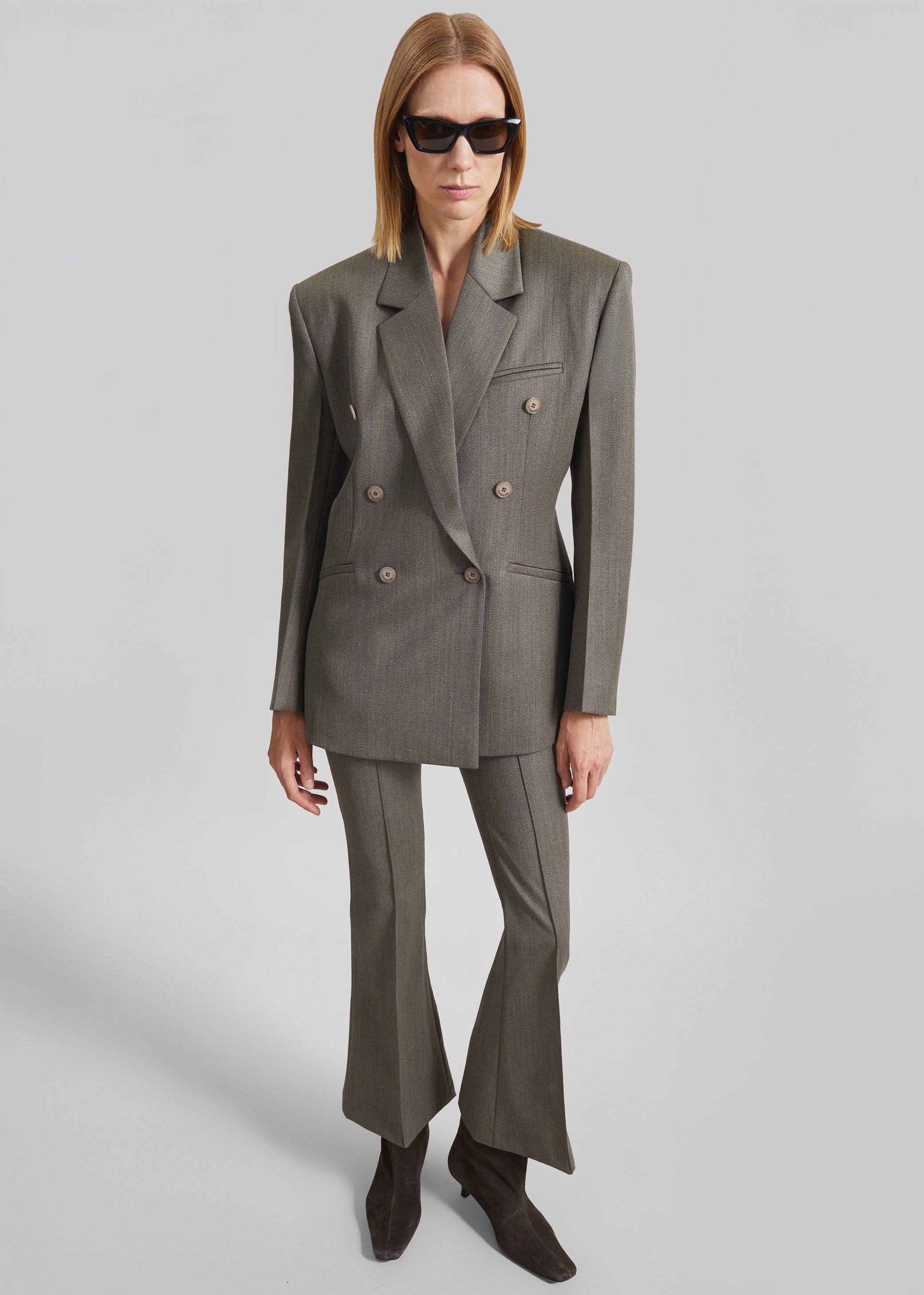 Shop the look image for Jade Wool Double-Breasted Blazer - Beige Melange