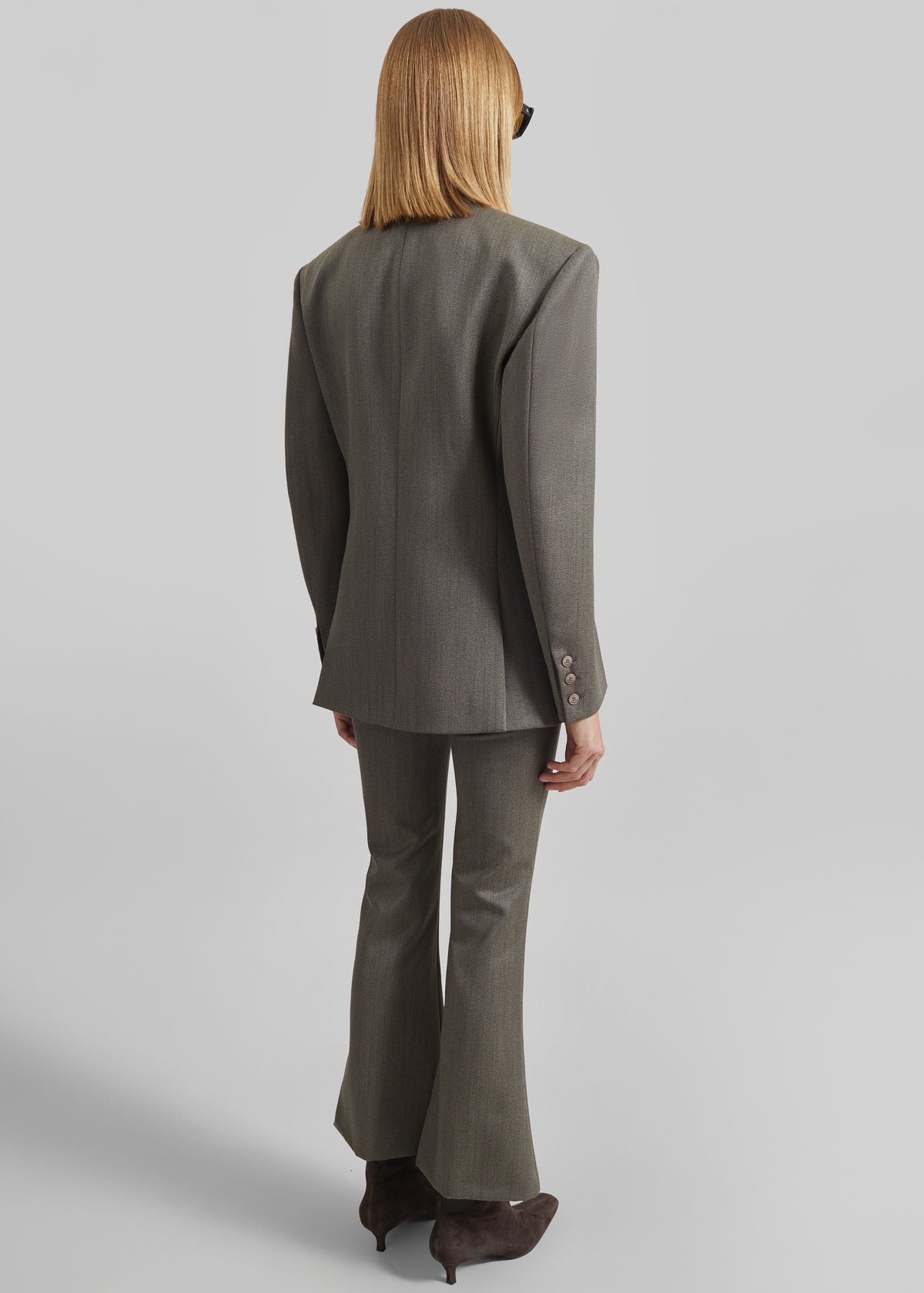 Jade Wool Double-Breasted Blazer - Beige Melange