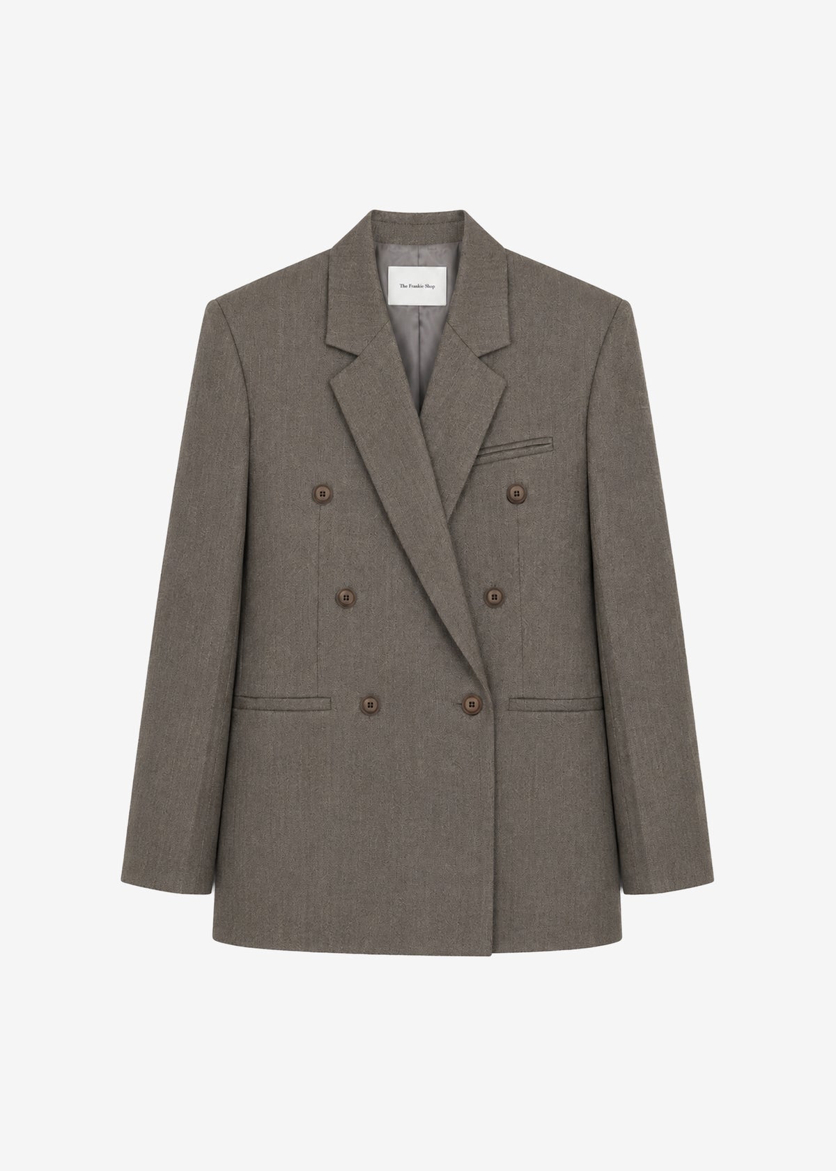 Jade Wool Double-Breasted Blazer - Beige Melange
