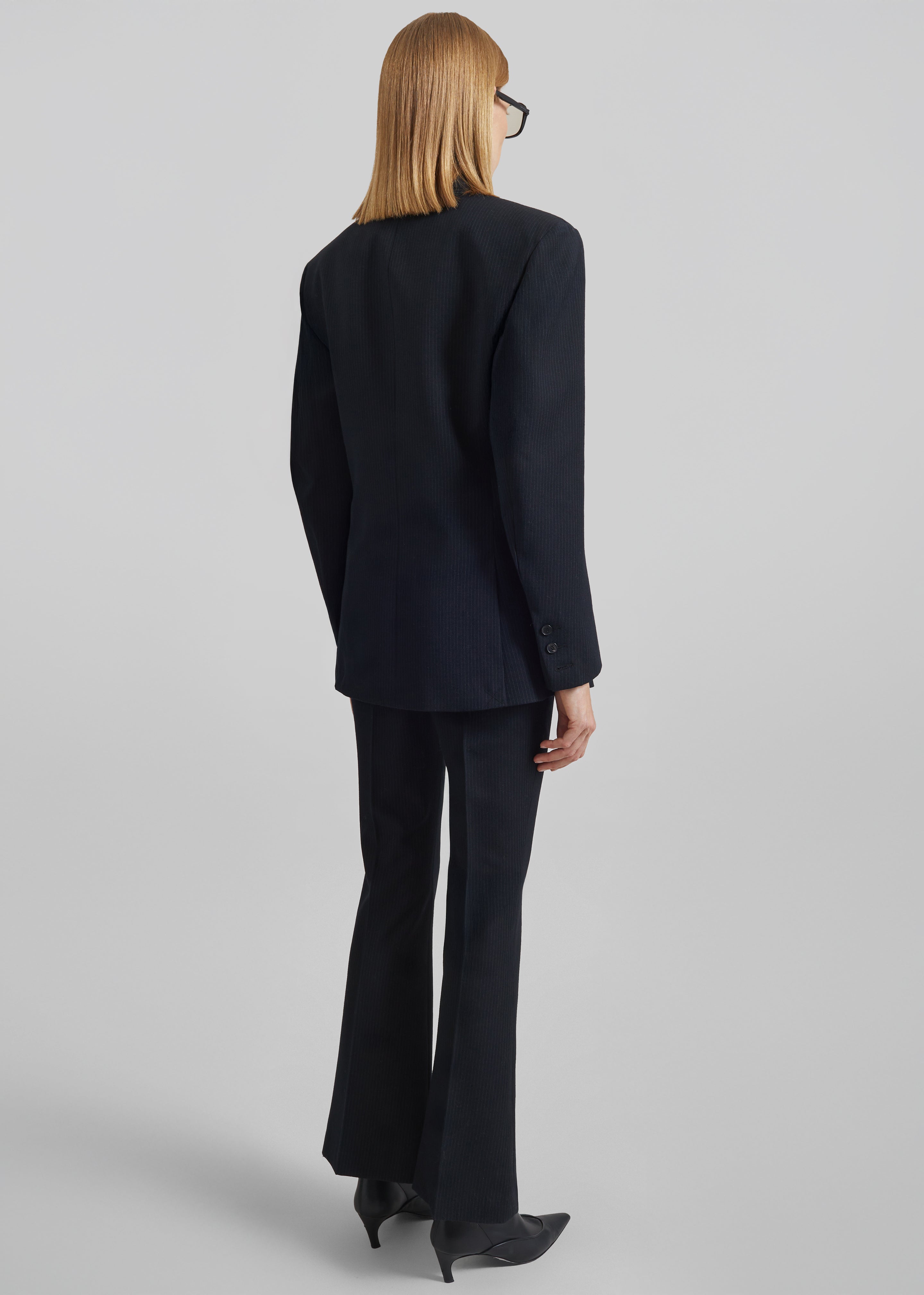Jade Double-Breasted Blazer - Black/White Pinstripe - 9