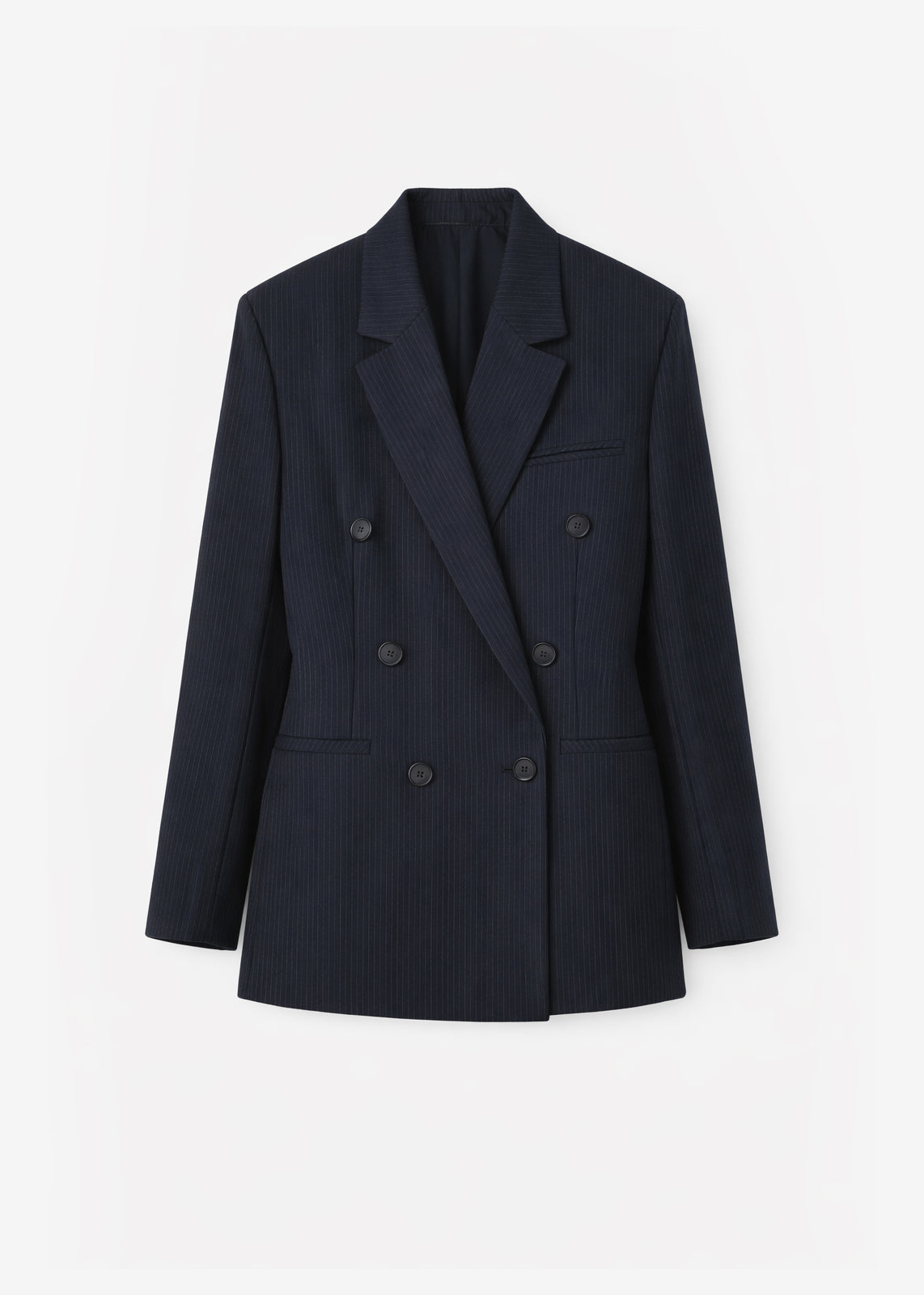 Jade Double-Breasted Blazer - Black/White Pinstripe - 10
