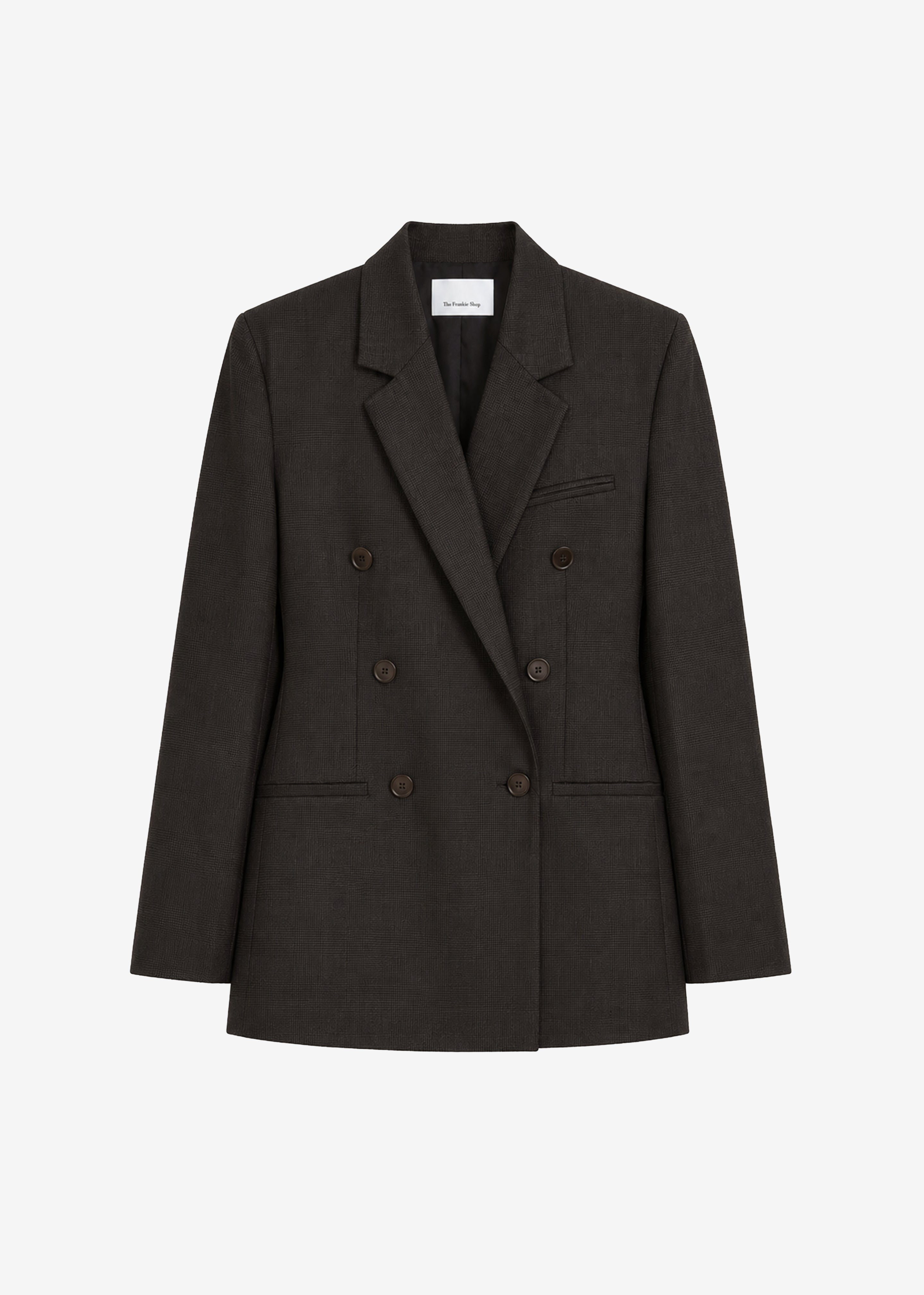 Jade Wool Double-Breasted Blazer - Brown Glen Plaid