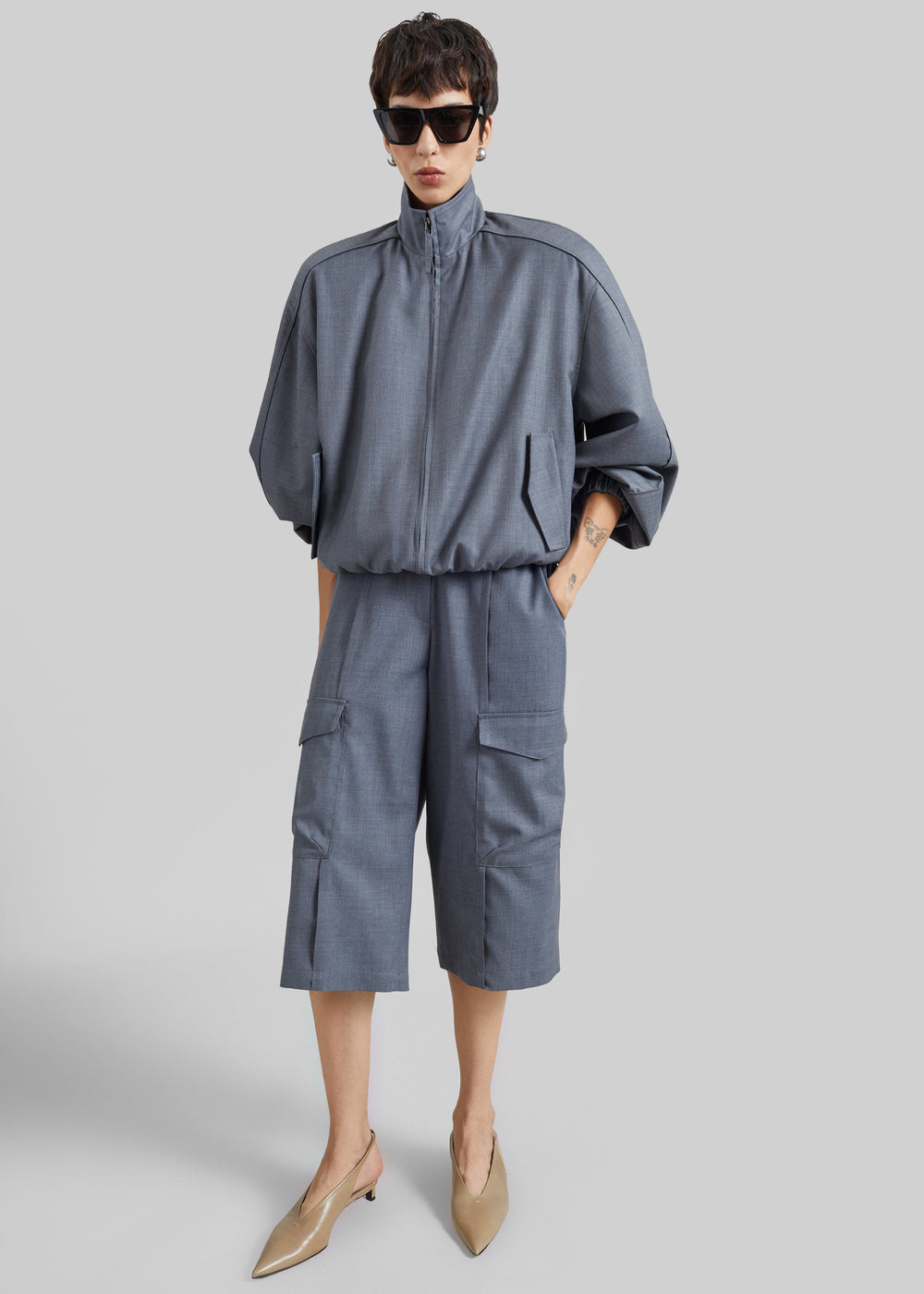 Jalen High Neck Jacket - Grey Melange - 1