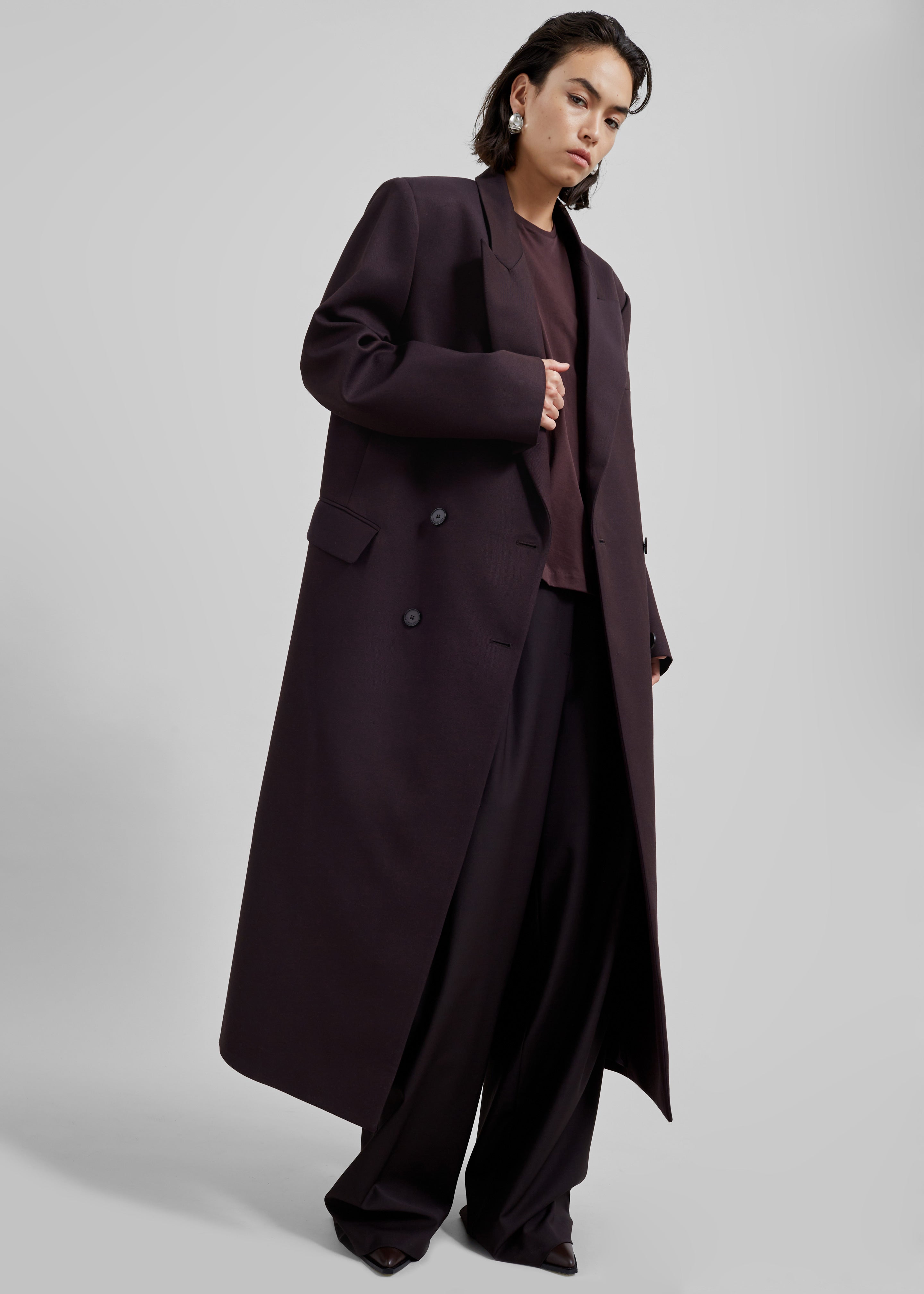 Jane Long Coat - Dark Plum - 3